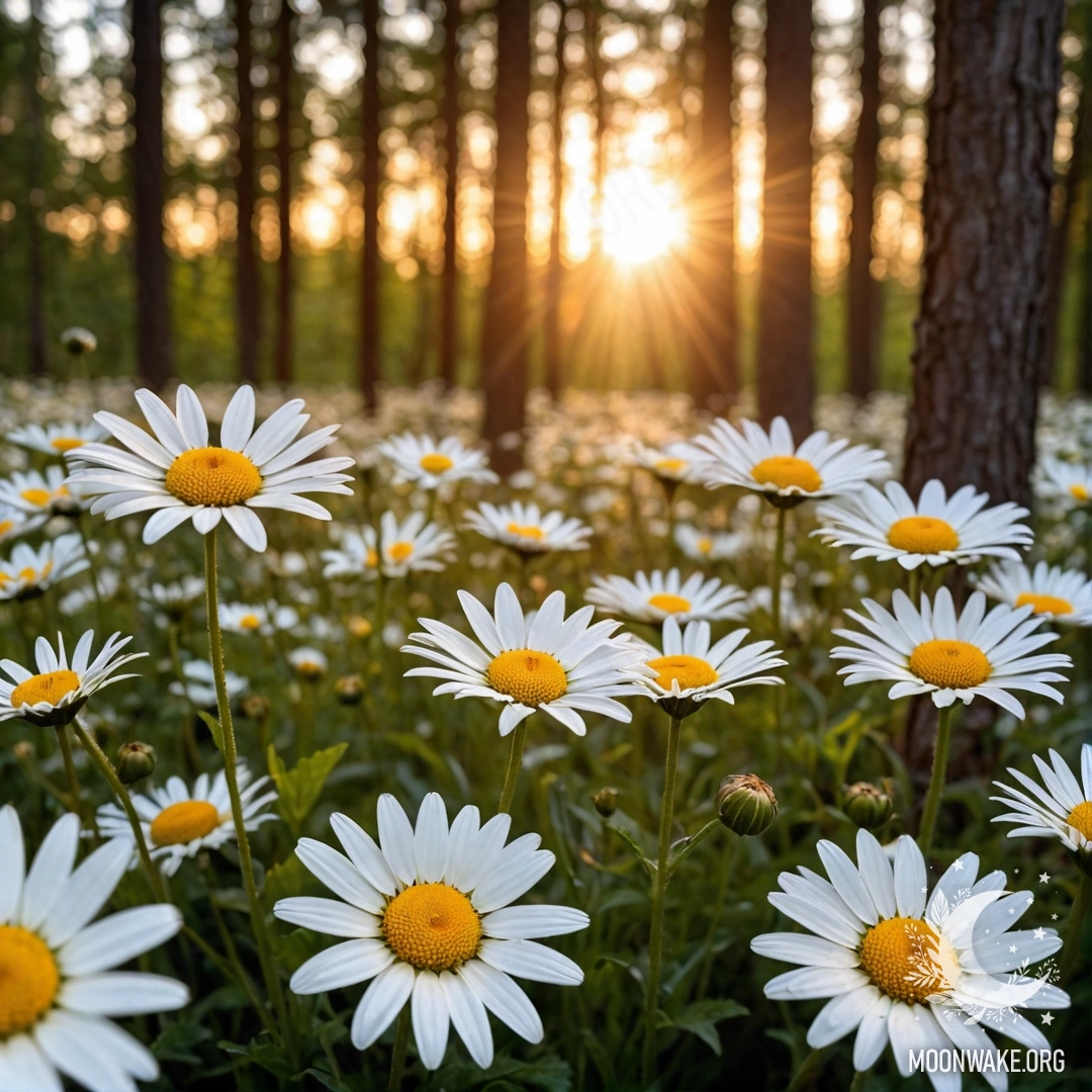 Ребёнок, нюхающий букет цветов, окружённый мерцающими огоньками.