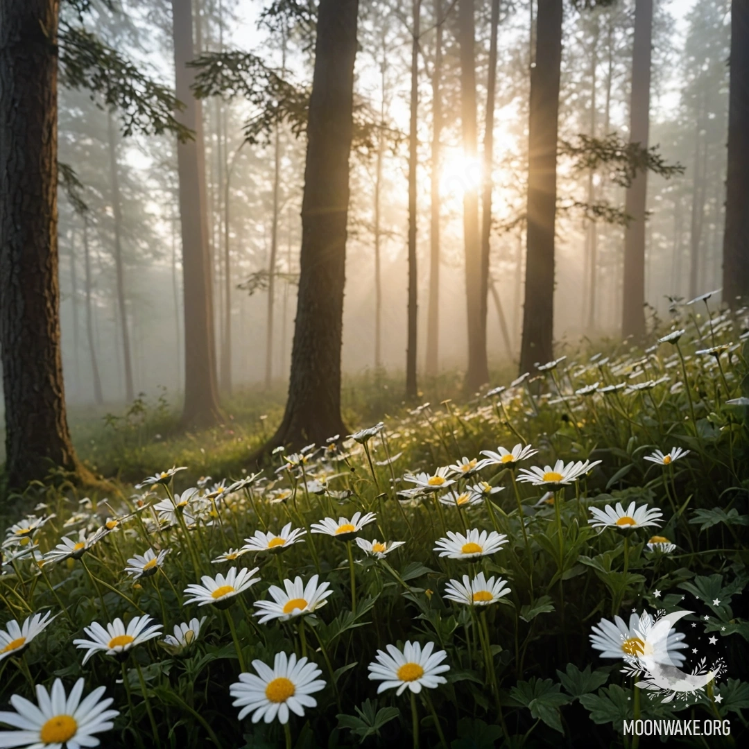 Крупный план цветочной занавеси с окном за ней, скрывающим размытое изображение цветущего сада ночью.