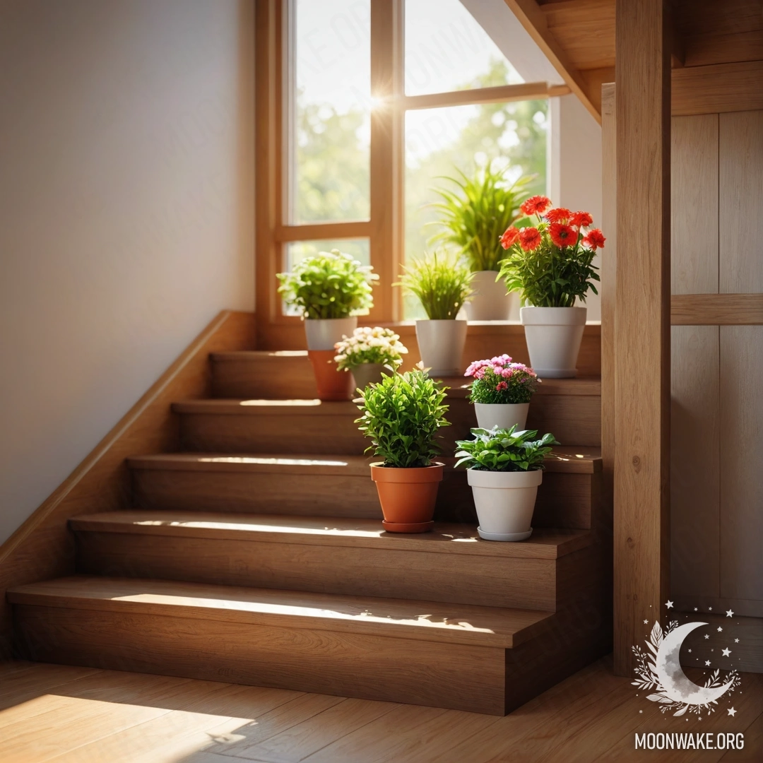 Деревянный стол с банкой красных цветов, кофейником и чашками на фоне густого туманного горного пейзажа.