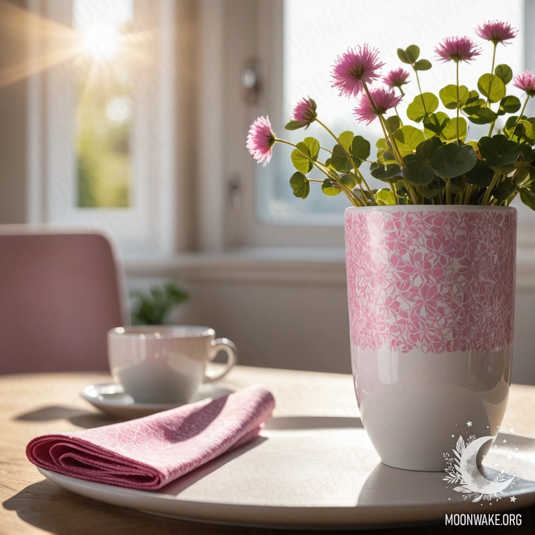 Небольшая корзина с белыми цветами на деревянном столе, освещенная лунным светом.