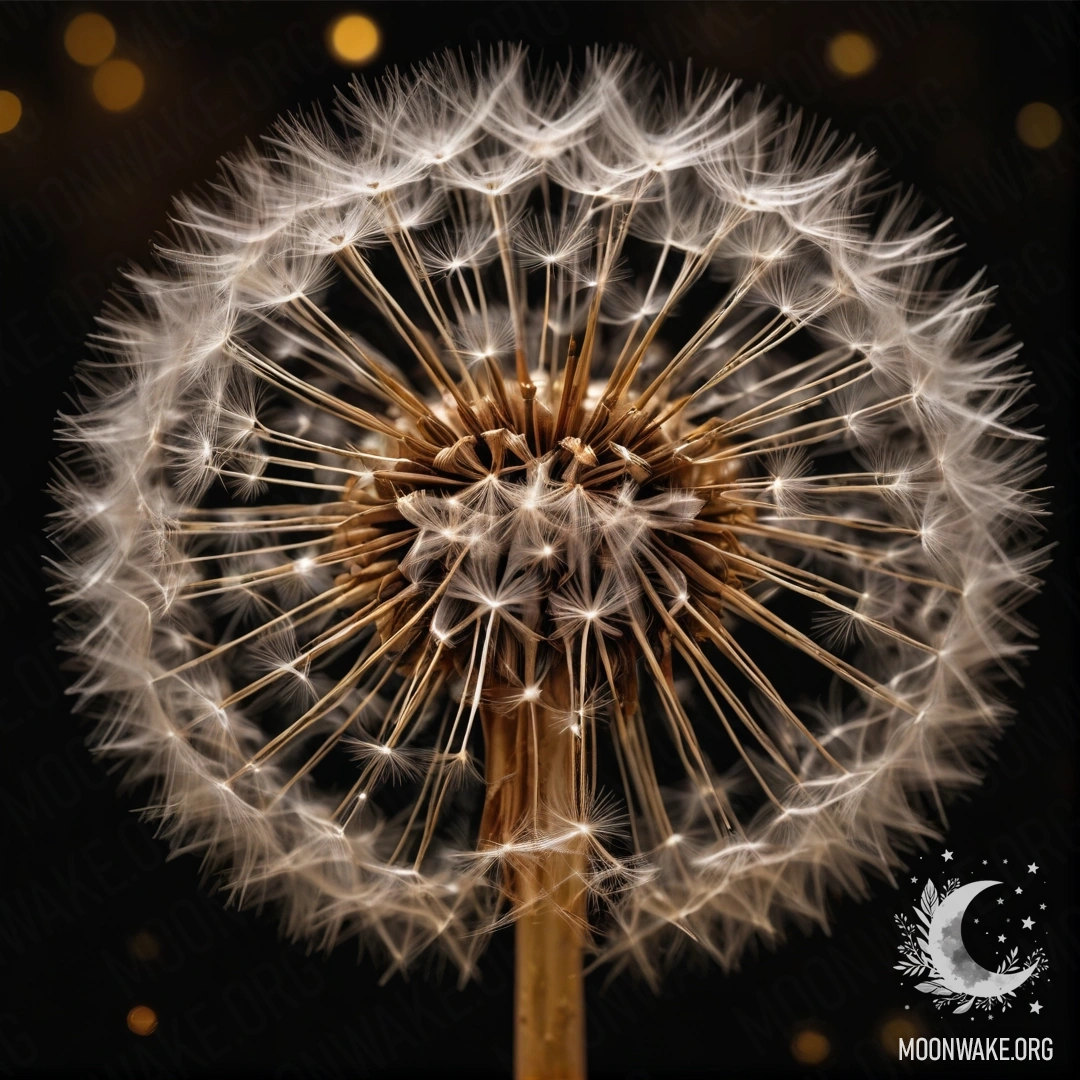 Красивый одуванчик цвета кофе на фоне ночного неба.