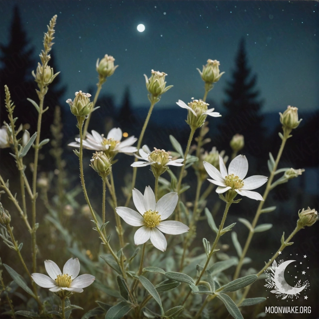 Нежные голубые незабудки, покрытые инеем на закате.