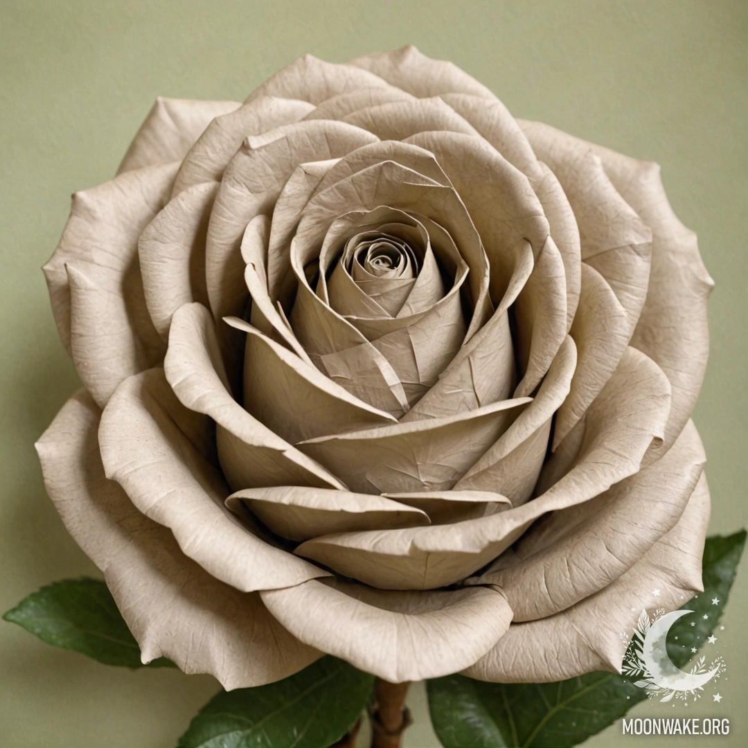 Нежная роза, сделанная из бумаги, с изысканными складками и деталями.