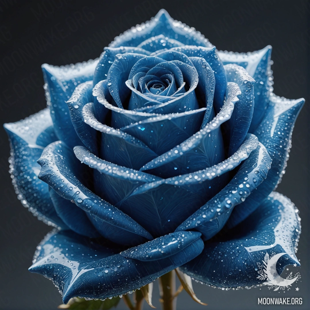 Синий кристалл в форме розы, сверкающий элегантностью.