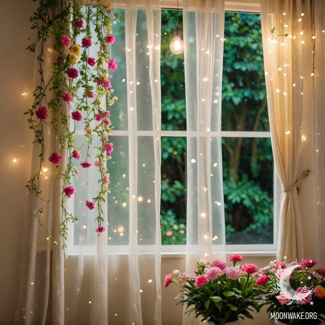 Стул на фоне потрескавшейся стены, украшенный пледом и цветами, освещённый солнечными лучами.