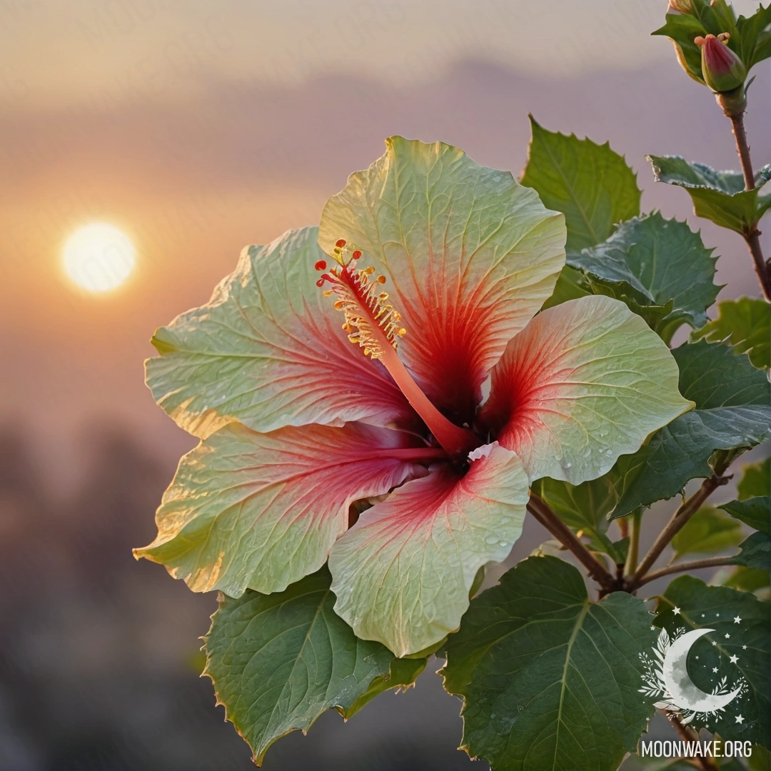 Спокойный папоротник, украшенный сверкающей росой, освещенный солнечными лучами.