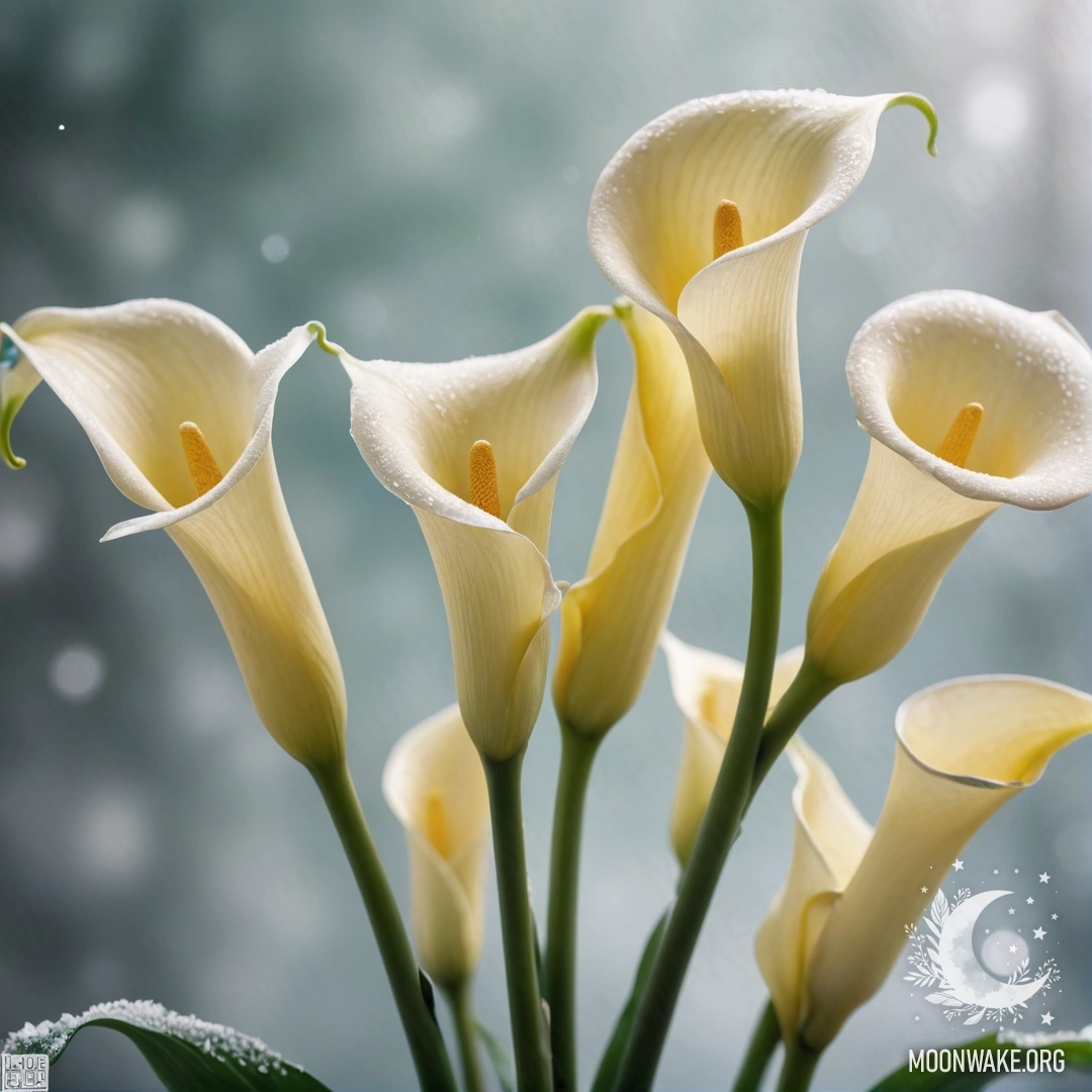 Спокойный герань, окутанный туманом, освещенный нежными солнечными лучами.