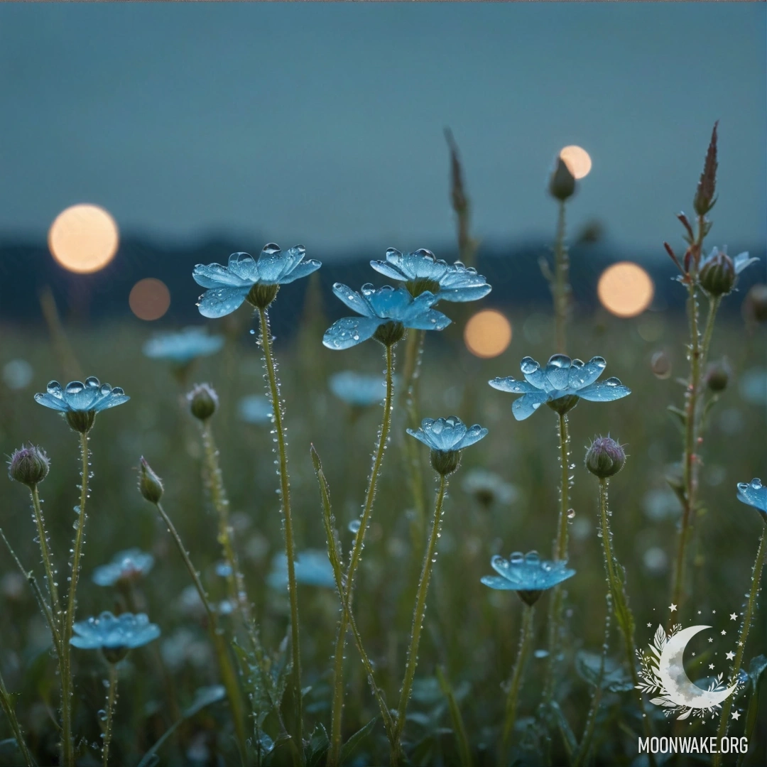 Спокойный пейзаж с вереском, окутанным инеем, под ночным небом.