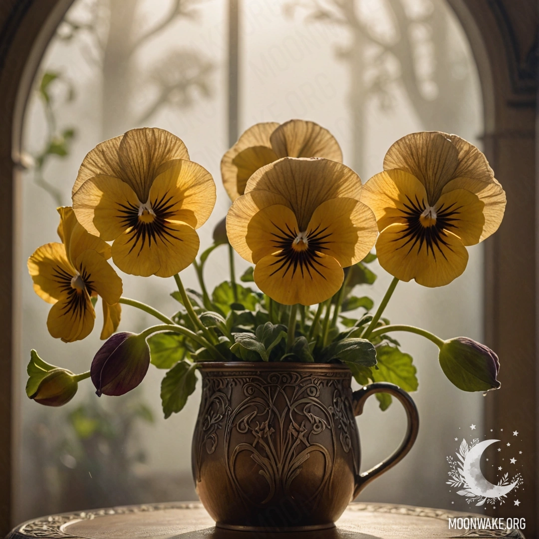 Корзина цвета лайма с спокойным нарциссом под ночным небом.