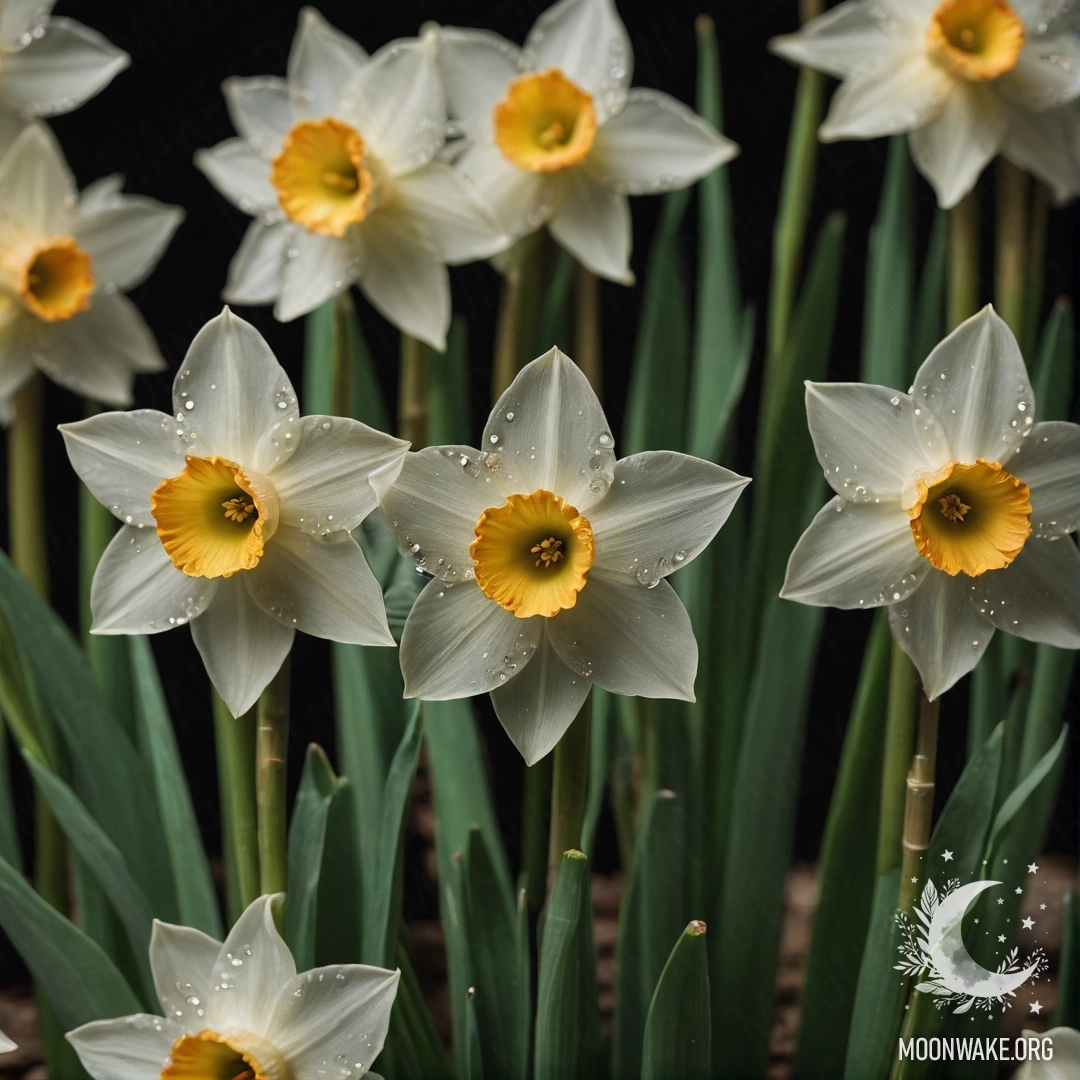 Спокойный нарцисс оливкового цвета, украшенный стразами.