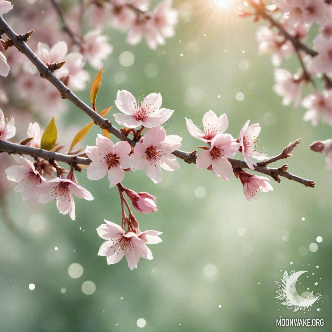 Акварельная картина спокойного фона с цветами сакуры в шалфейном цвете.