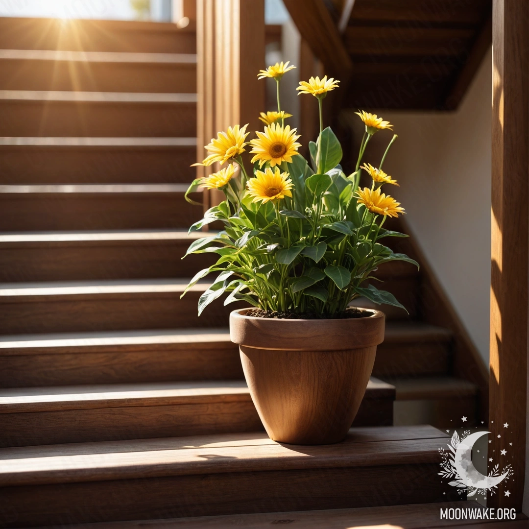 Деревянный стол с банкой красных цветов и кофейником на фоне величественных гор.