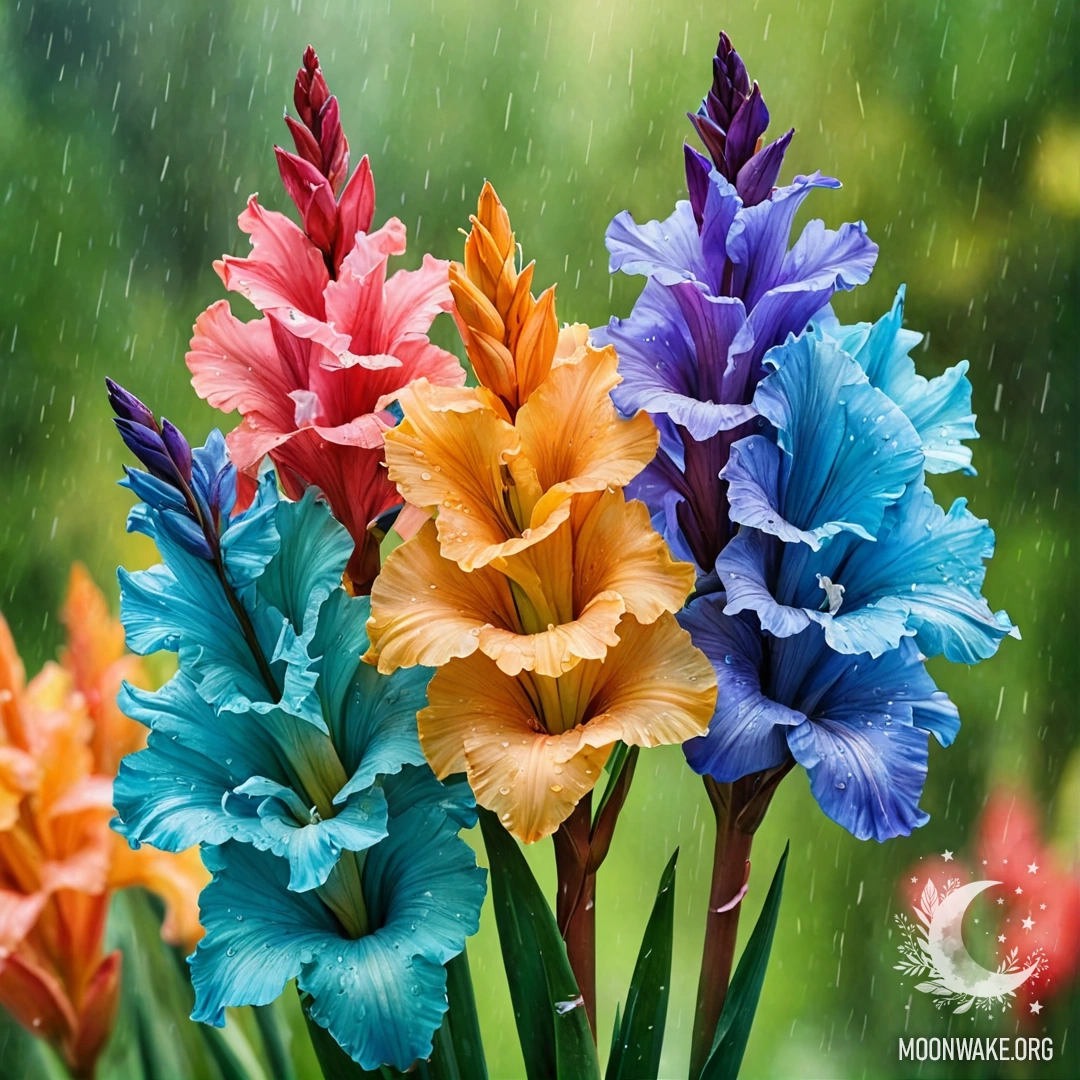 Оригинальная ваза зелёно-голубого цвета с ромашками под дождем.