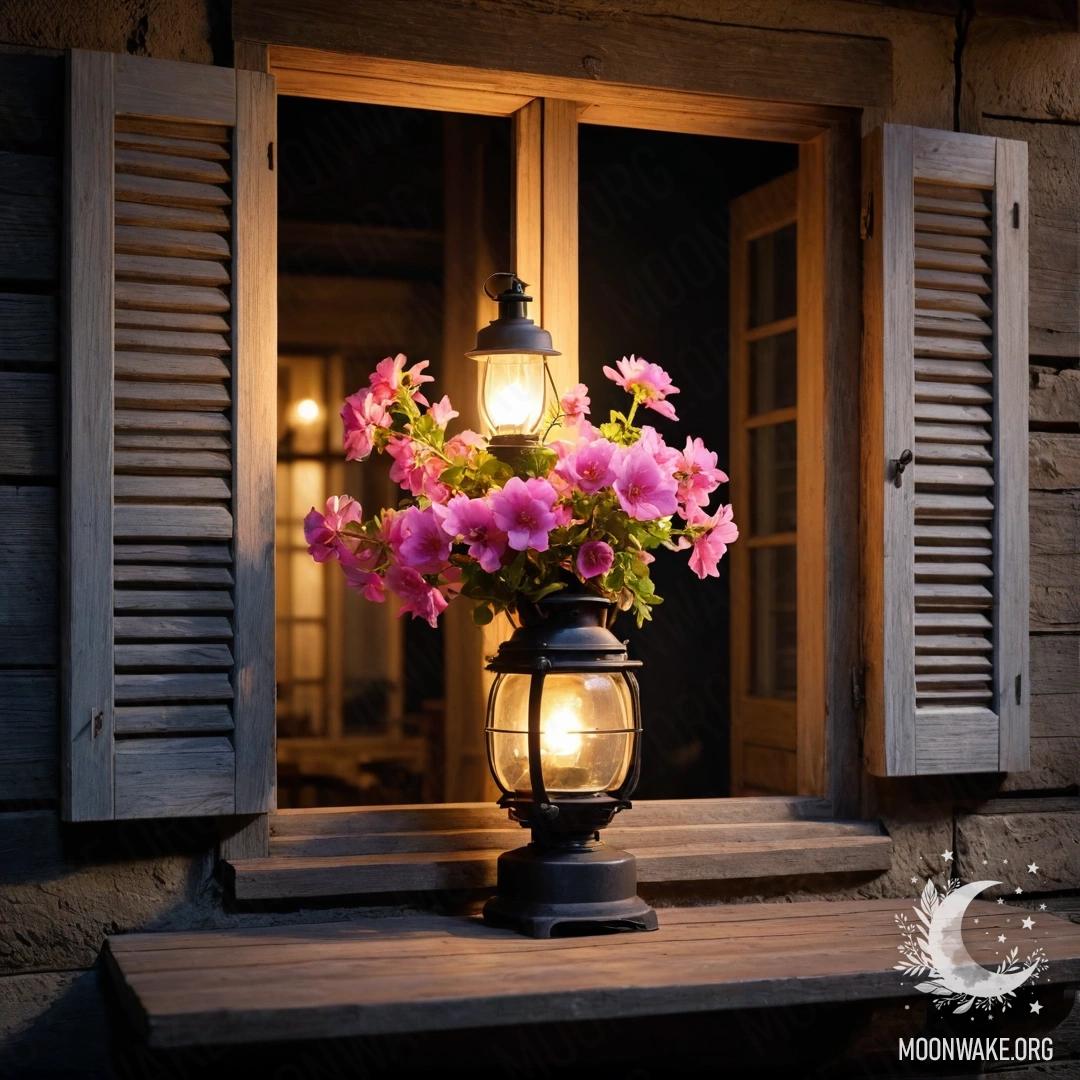 Уютный кадр: стул с пледом и букетом цветов на нем на фоне потрепанной стены, под дождем.