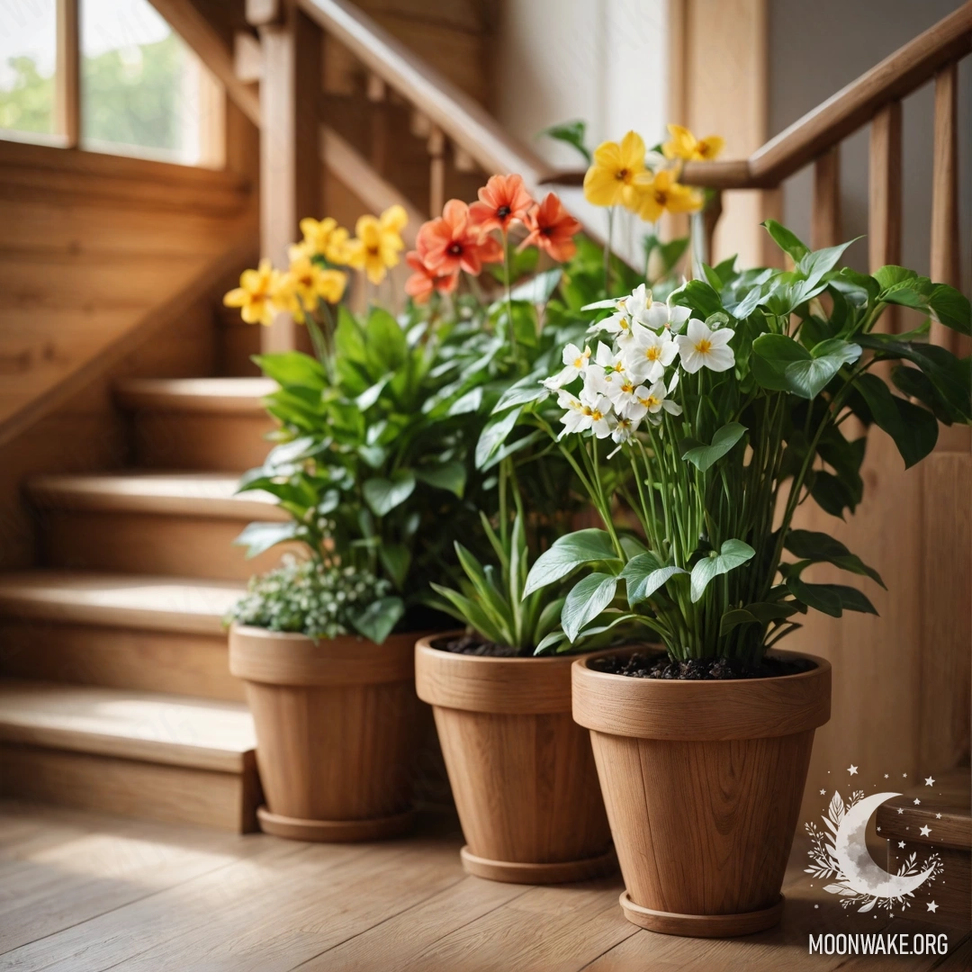 Деревянный стол с красными цветами, кофейником и чашками на фоне величественных гор.