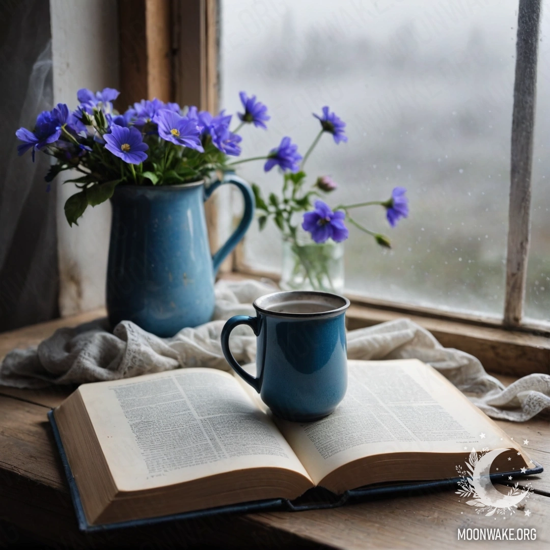 На поношенной деревянной стене висит маленький мешочек из брезента, наполненный анютины глазками, освещенными солнечными лучами.