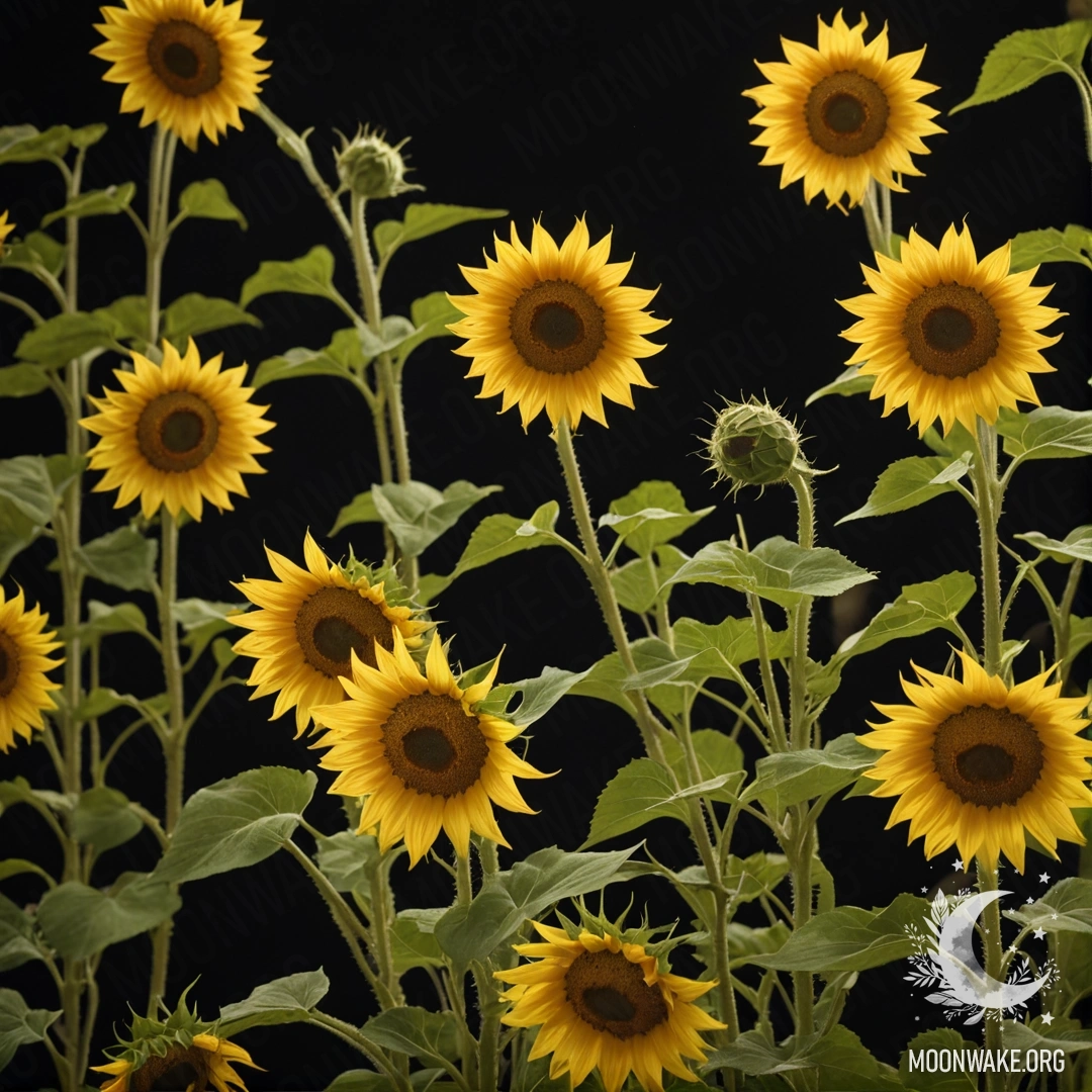 Красивые золотые подсолнухи с изящной паутиной, изображенные в китайском художественном стиле ночью.