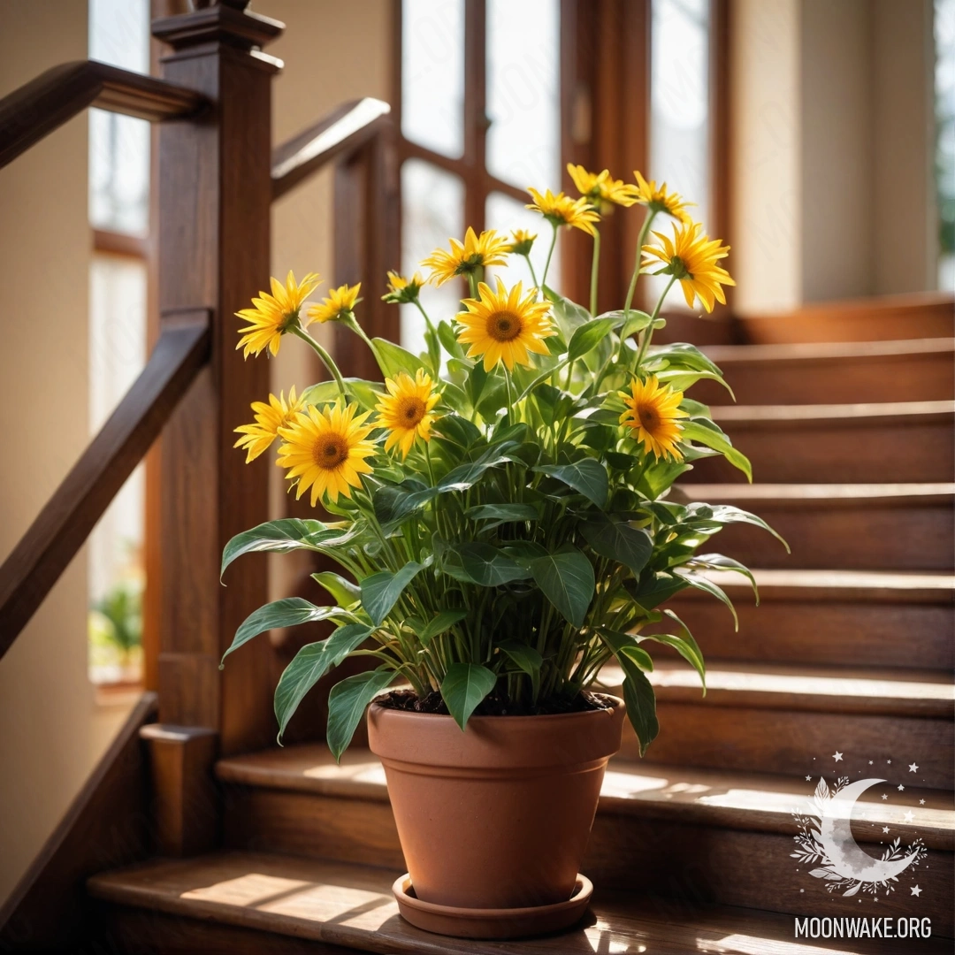 Деревянный стол, украшенный красными цветами и кофейными предметами, на фоне гор под дождем.