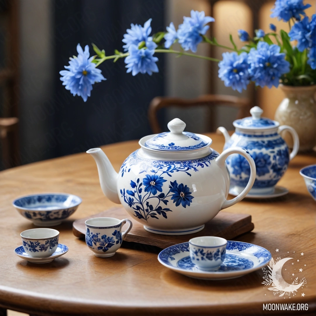 Корзина, наполненная маленькими белыми цветами, на деревянном столе в тумане.