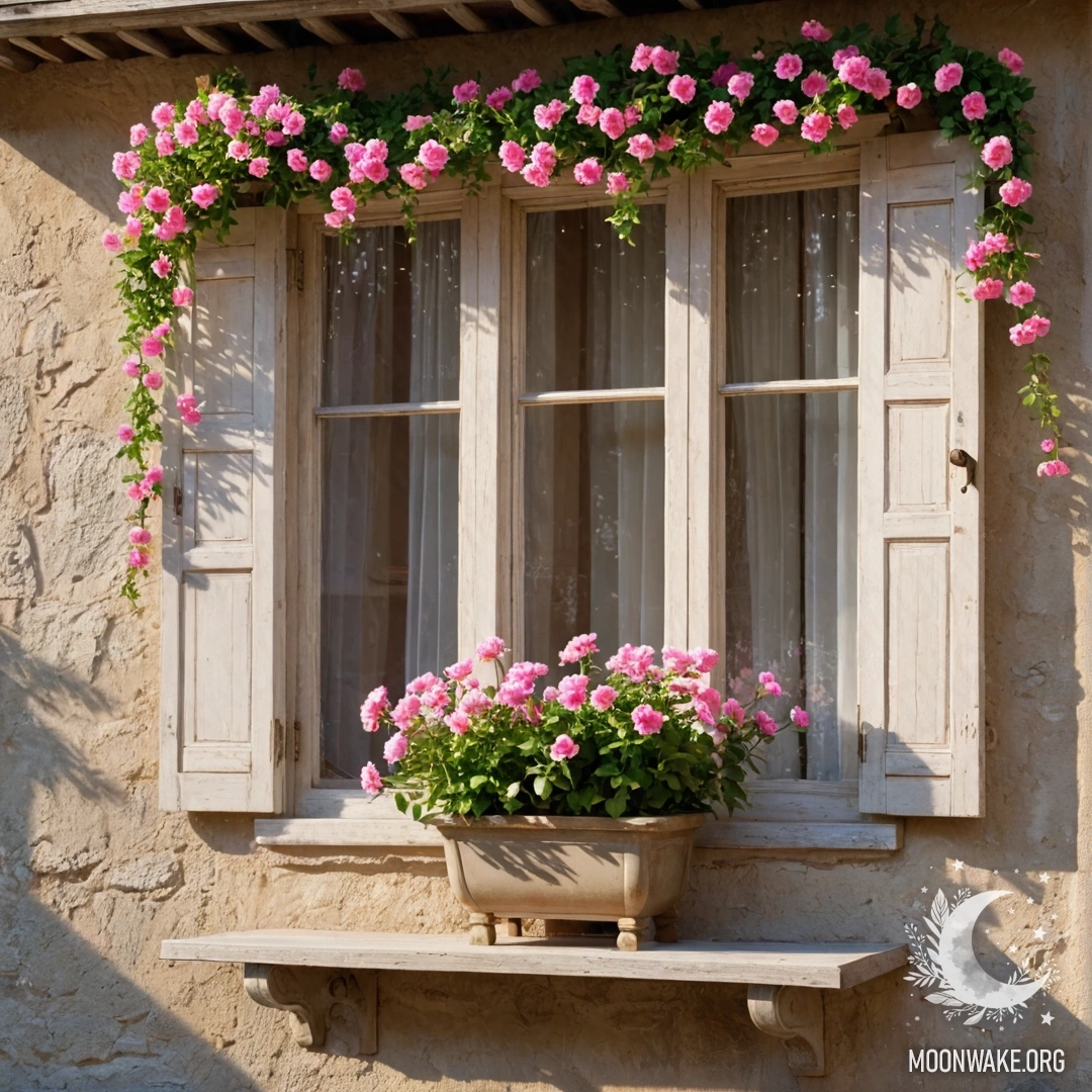 Старая дверь, украшенная веточками и цветами на ручке ночью.