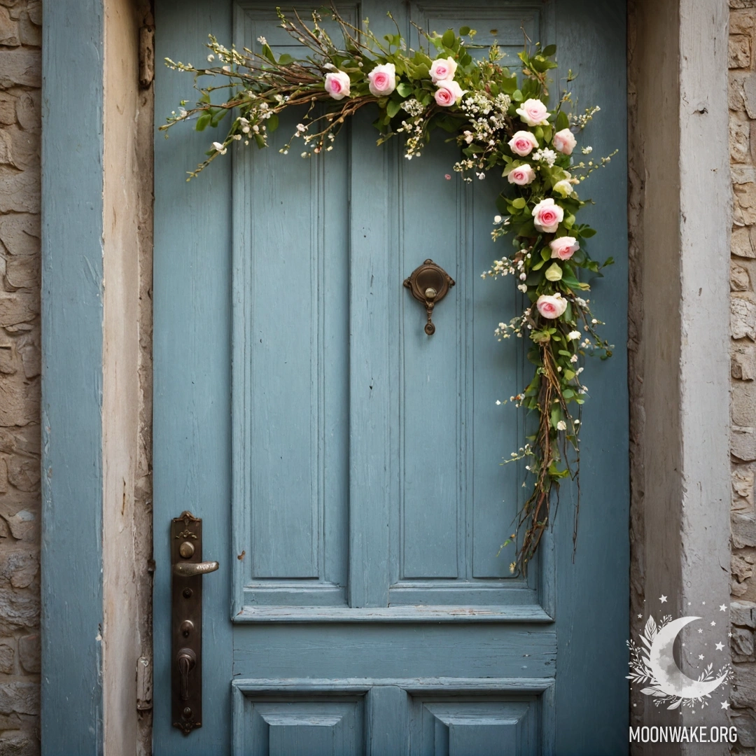 Деревянный стол в стиле шебби с банкой цветов на фоне светящегося боке.