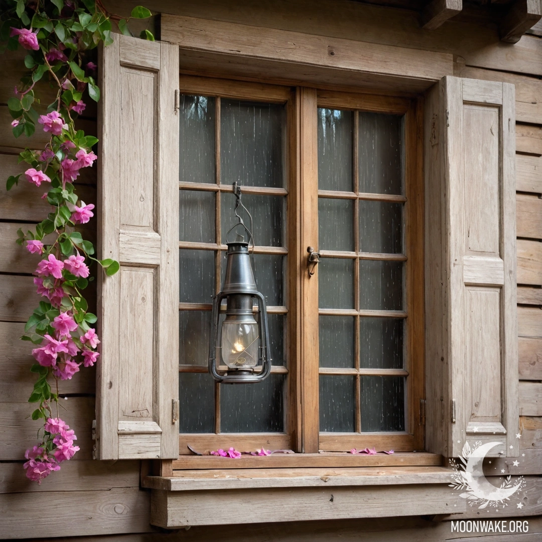 Старый деревянный подоконник с банкой маргариток и открытой книгой на закате.