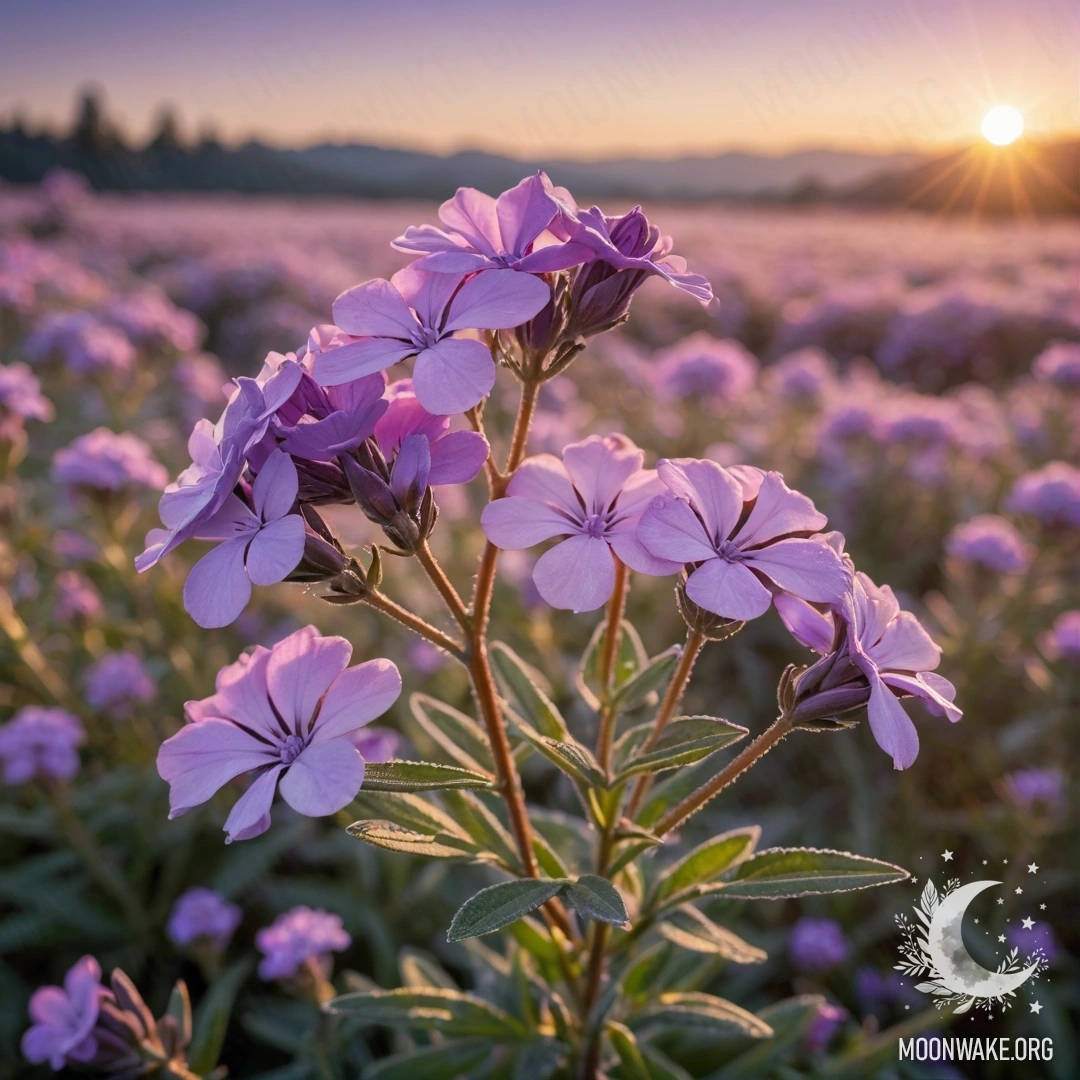 Красивый желтый дельфиниум, окруженный туманом на закате, озаренный блестящими стразами.