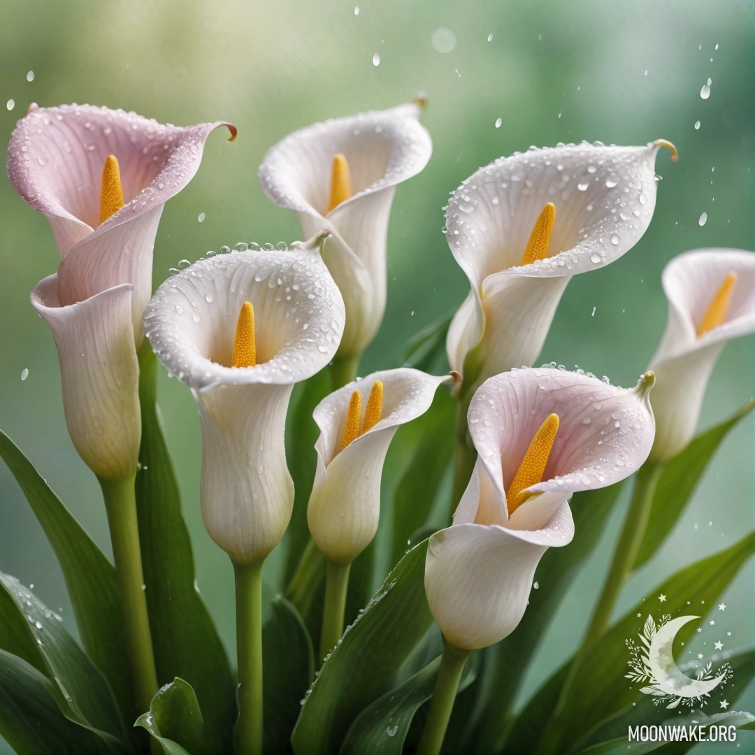 Крупный план красивых лилий, украшенных каплями росы.