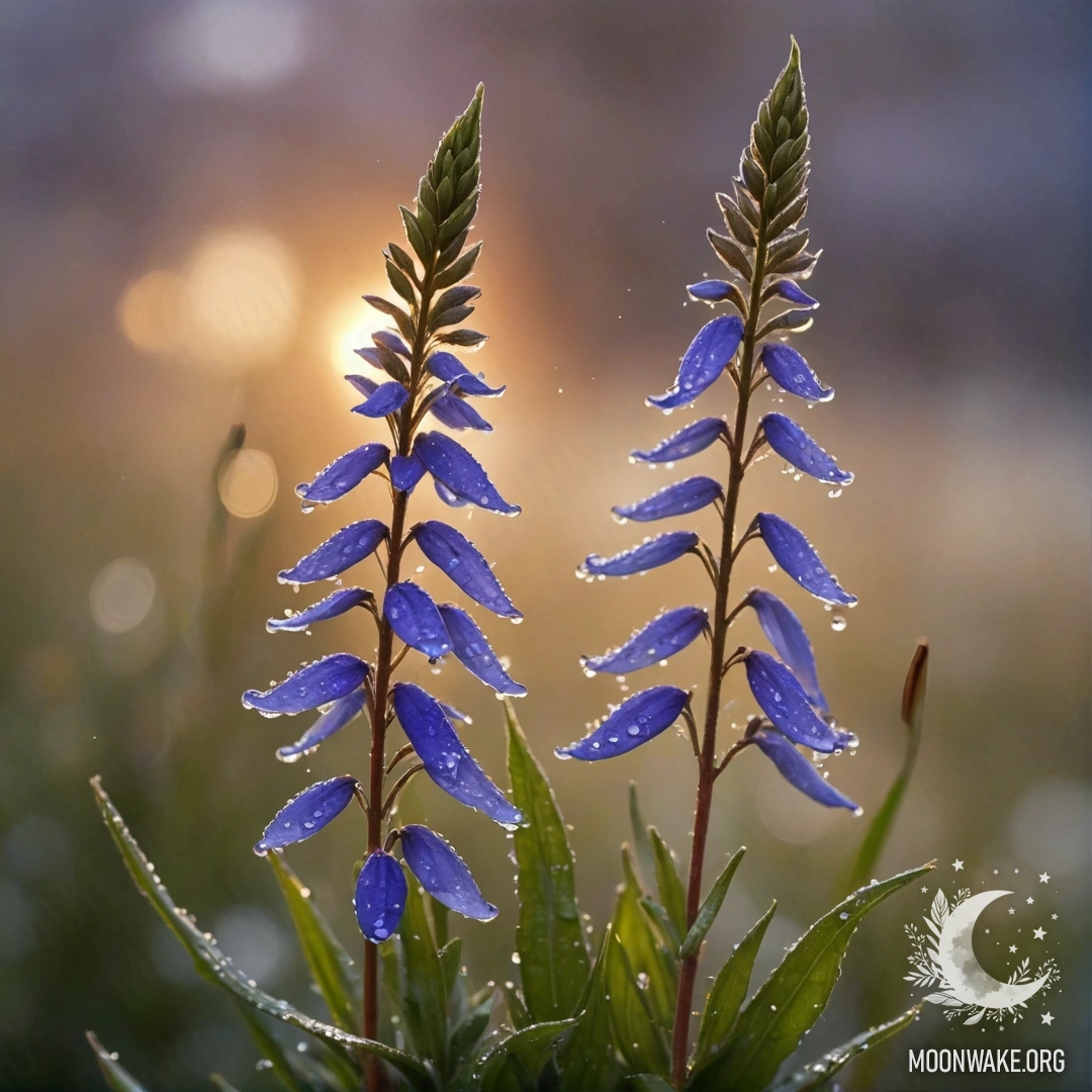 Букет спокойной бугенвилии, украшенный каплями росы на закате.