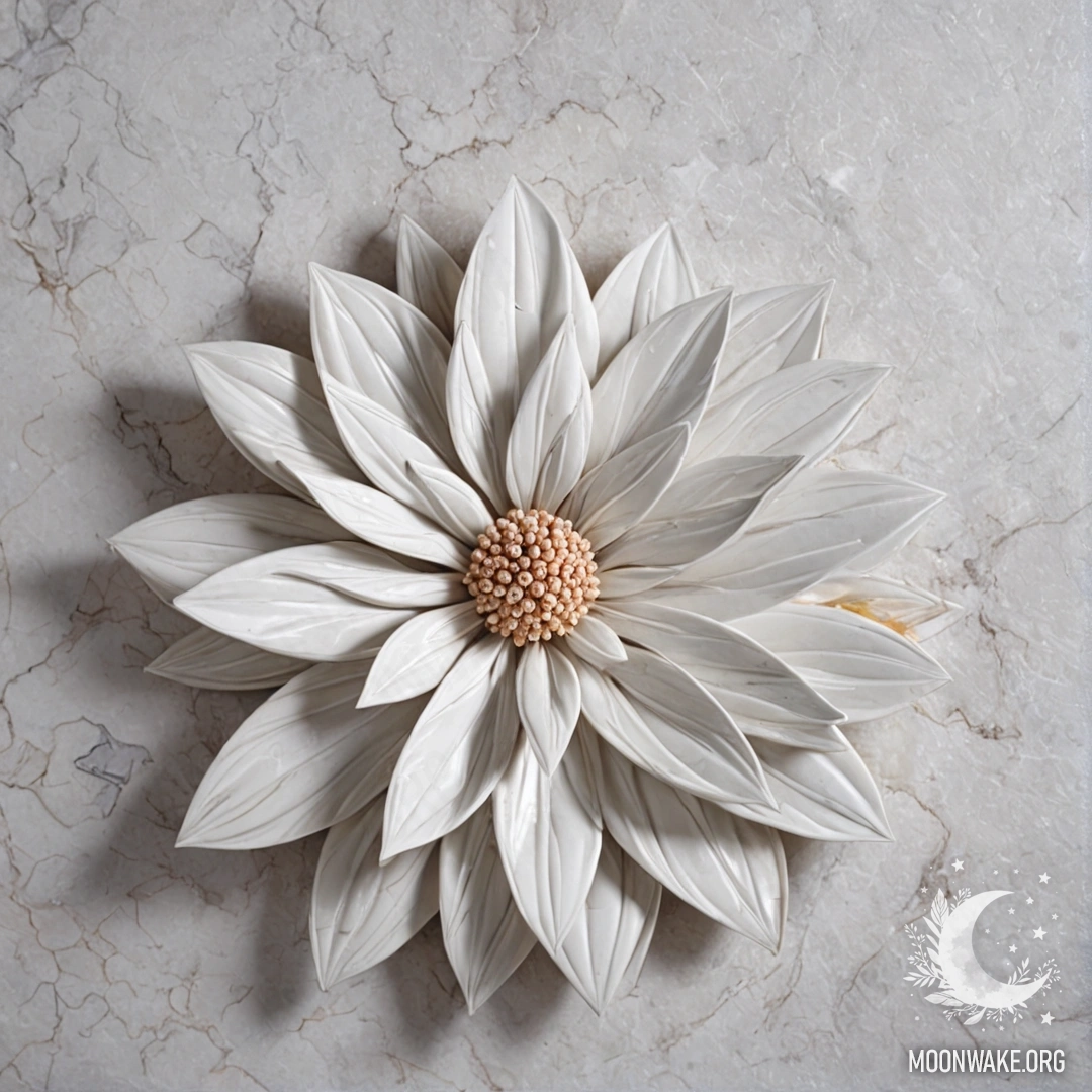 Красивый цветок из гладкого мрамора, демонстрирующий тонкие детали.