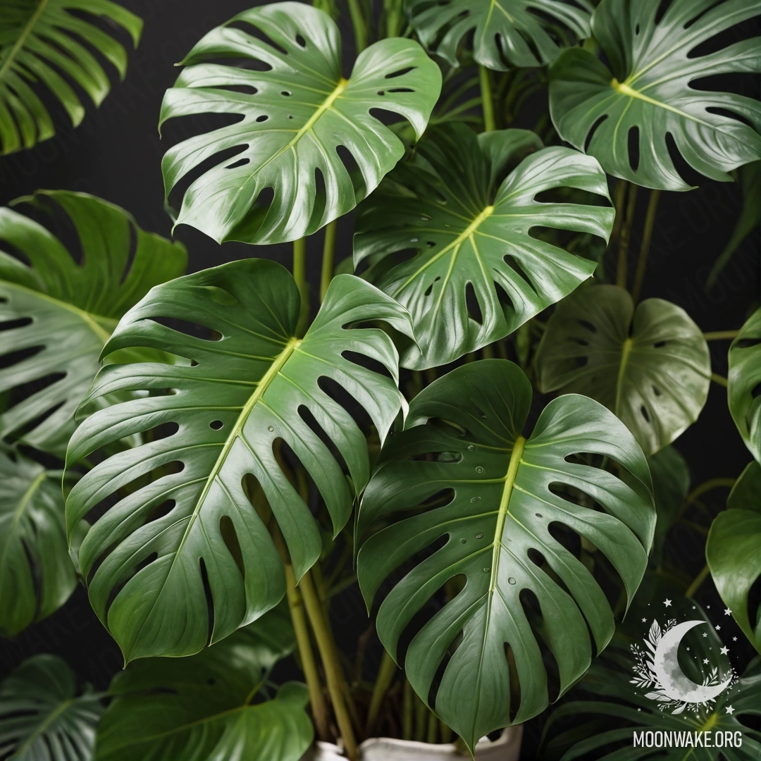 Букет красивых листьев монстеры в шалфейном цвете.