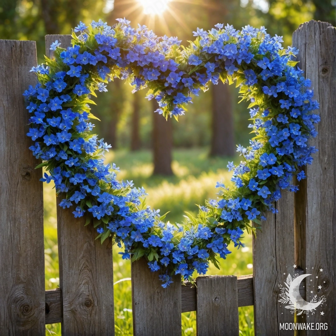 Круглый деревянный стол с фарфоровым чайником, украшенным синими цветами на фоне заката.