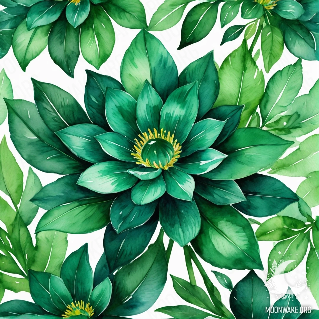 Цветок, полностью сделанный из изумруда, с лепестками, стеблем и листьями из изумруда.