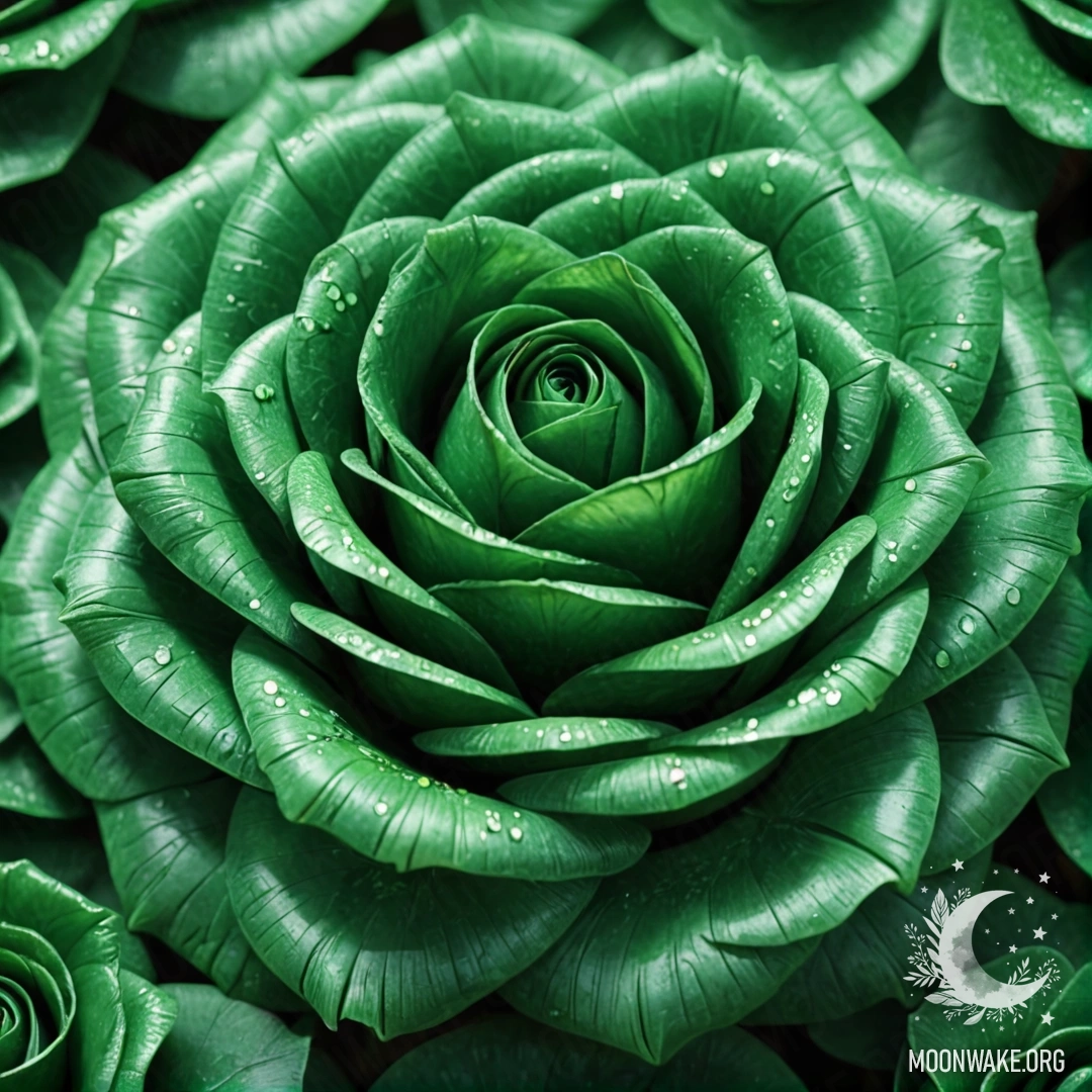 Изысканная роза, выполненная из изумруда, с яркими зелеными оттенками и сложными деталями.