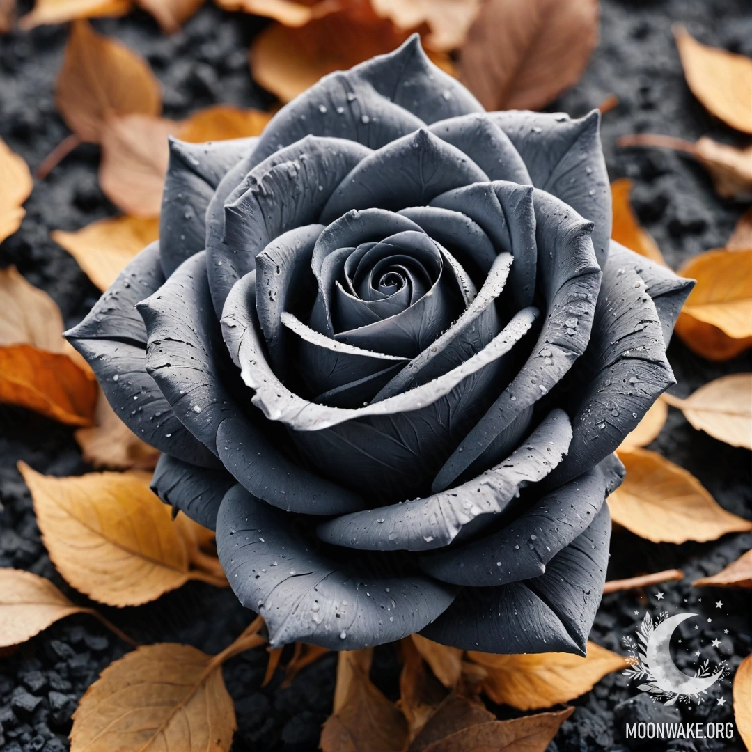 Удивительная роза из горящего пепла с огненными лепестками и стеблем.