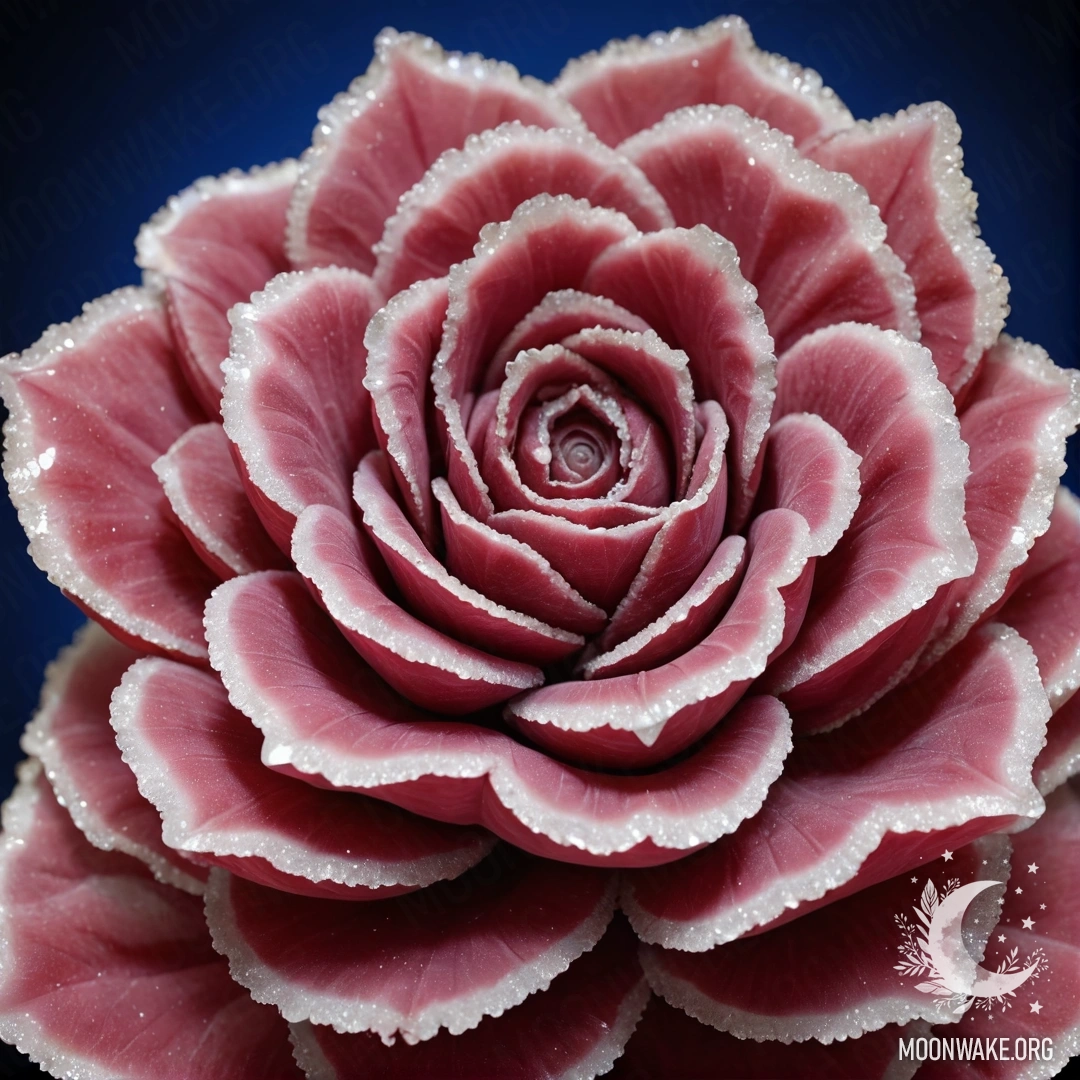 Удивительная роза, созданная из геоды, с тонкими лепестками, выполненными из геоды.