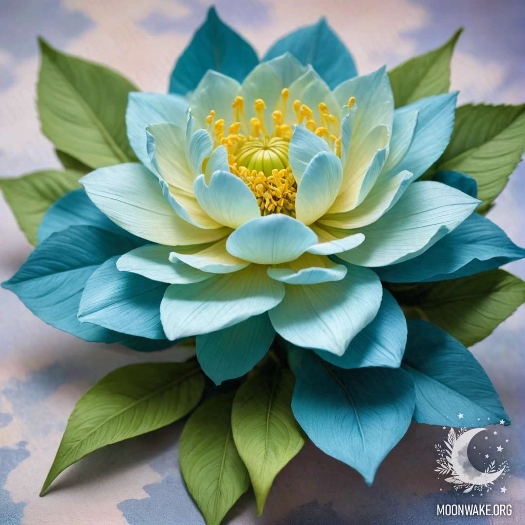 Яркий шелковый цветок с шелковыми лепестками, листьями и стеблем.