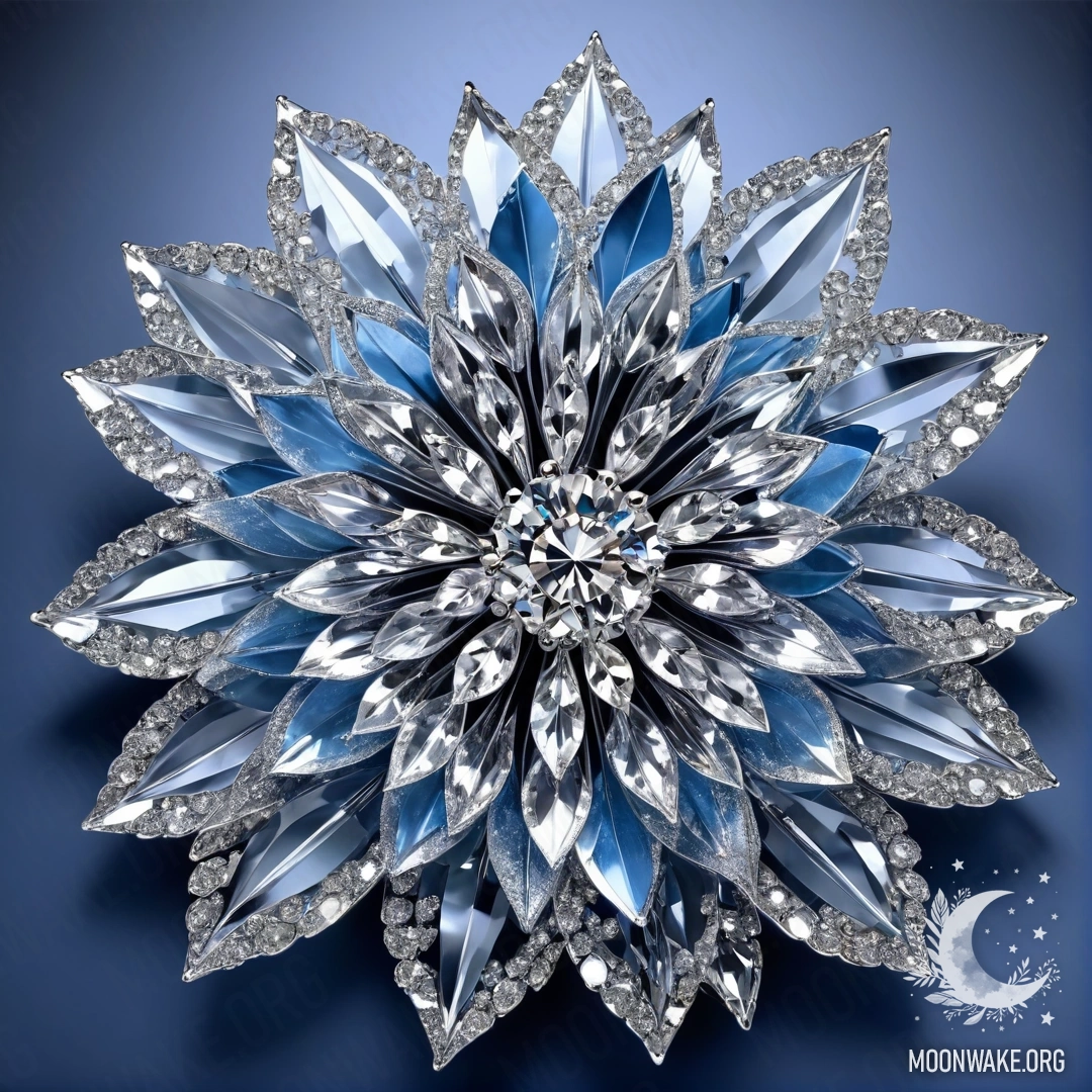 Цветок, полностью состоящий из алмаза, с алмазными лепестками, стеблем и листьями.