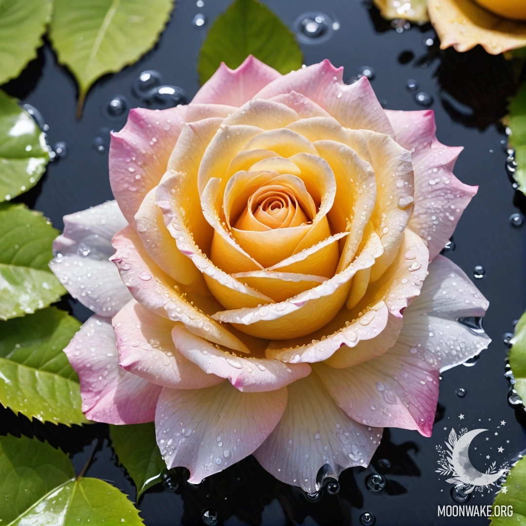 Роза, созданная из воды, с лепестками, стеблем и листьями из водяного искусства.