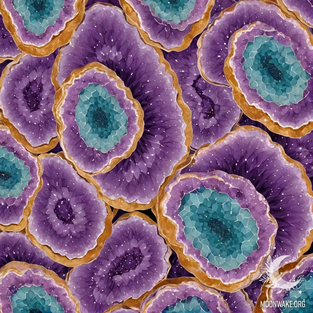 Цветок, выполненный из геода, демонстрирующий природные кристаллические образования.