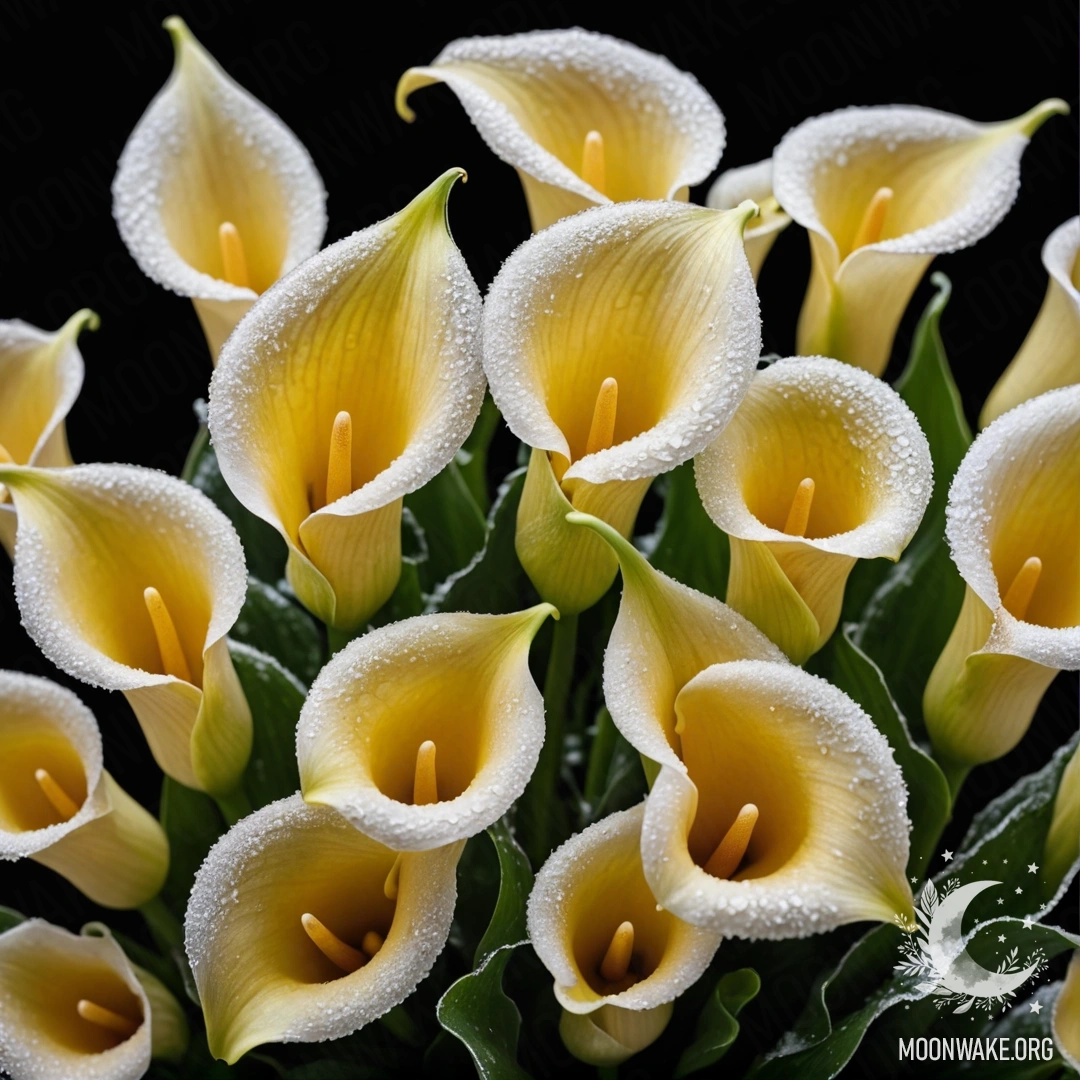 Букет прекрасных желтых лилий, лежащих в морозе ночью.