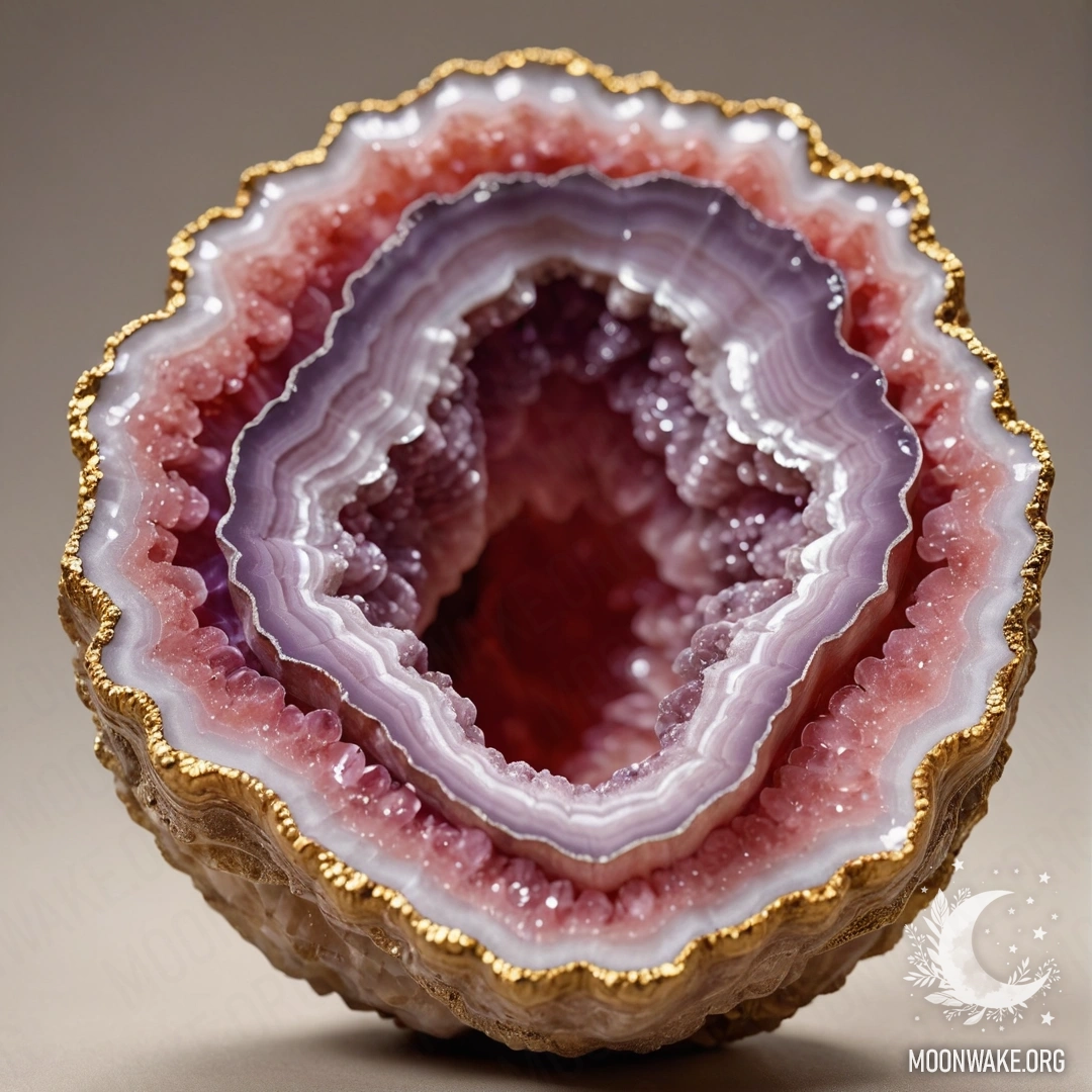 Крупный план сверкающего геода с замысловатыми формированиями.