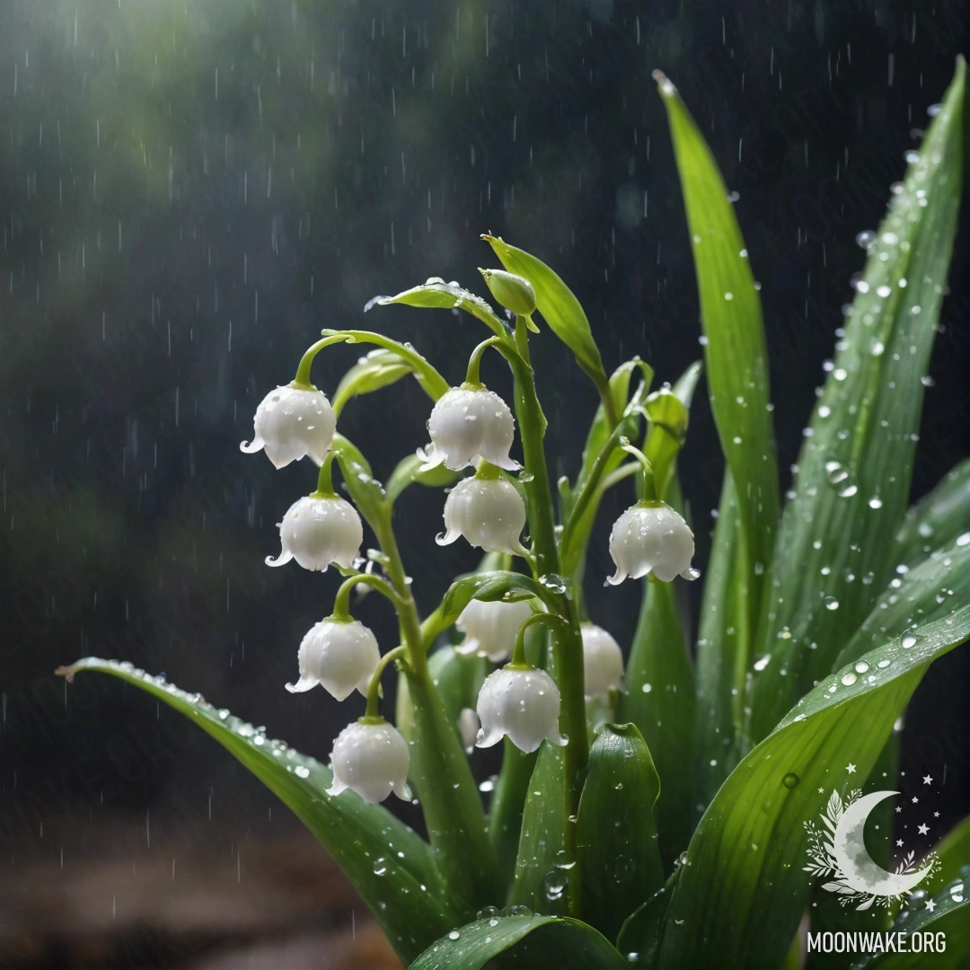 Спокойный пейзаж с золотистым вереском, утопающим в тумане под дождем ночью.