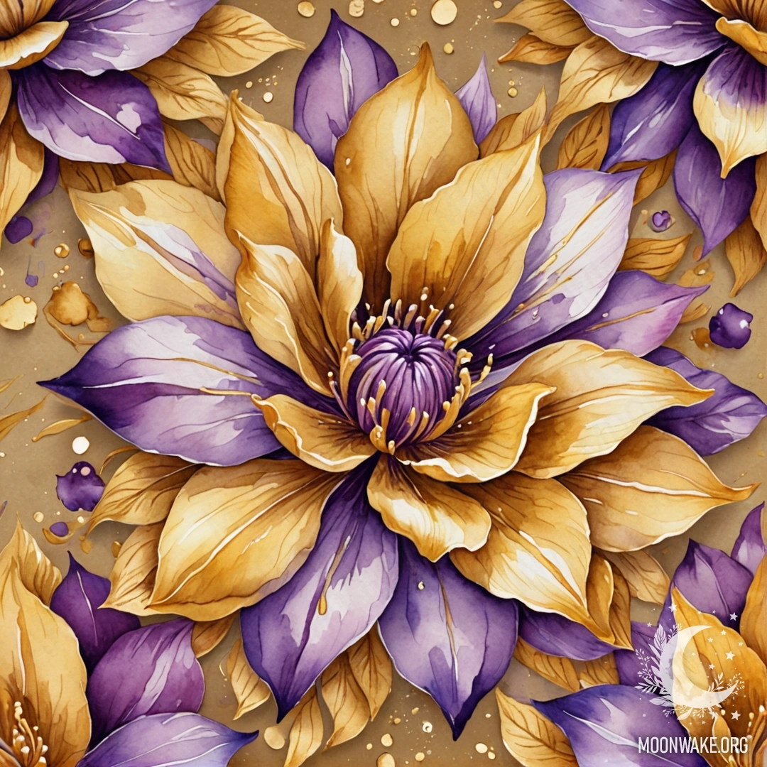 Золотая лилия, окруженная мягкой, мечтательной атмосферой.