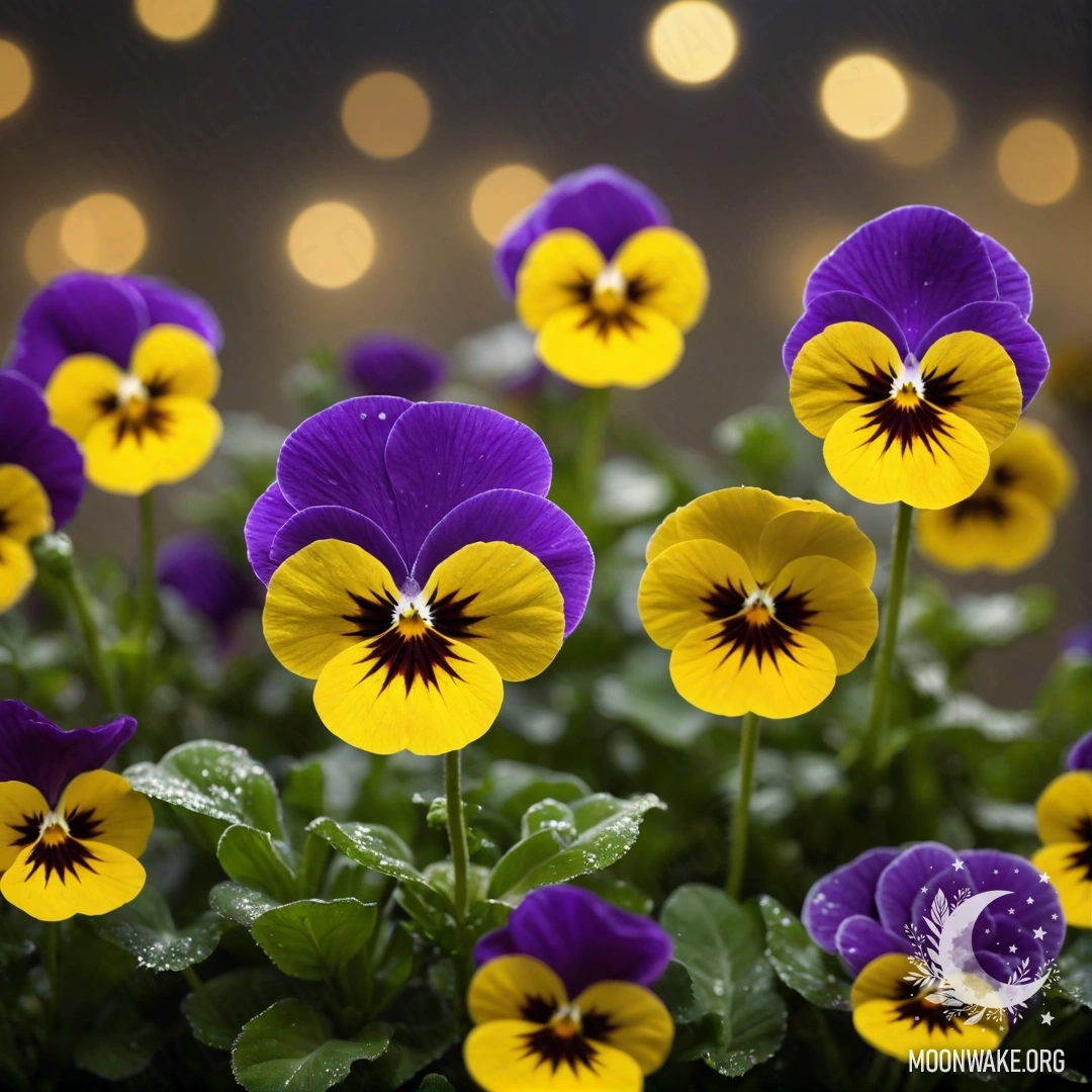 Спокойная сцена с золотыми васильками, окружёнными туманом в ночное время.