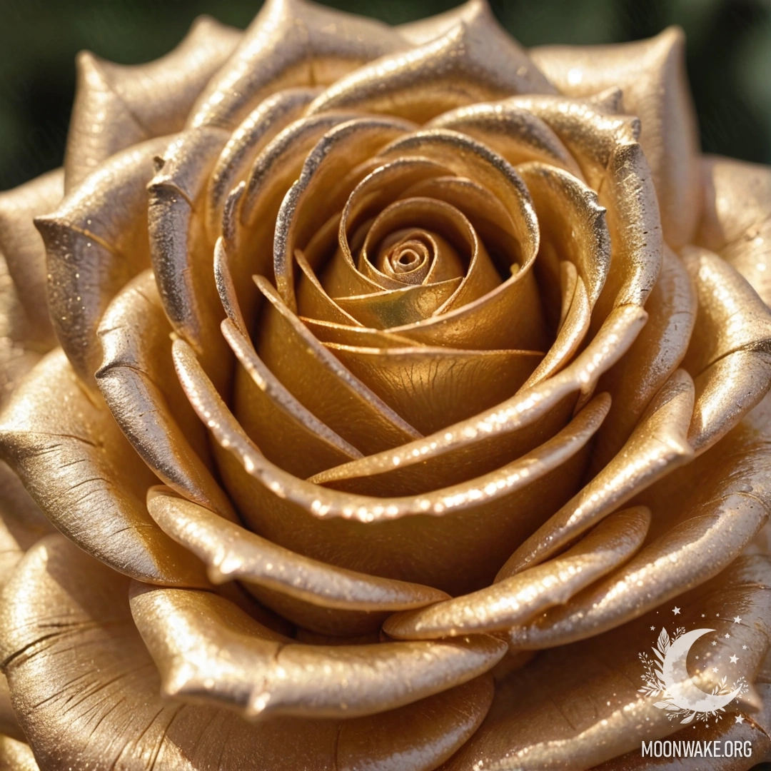 Нежная роза, выполненная из золота, светится теплотой и элегантностью.