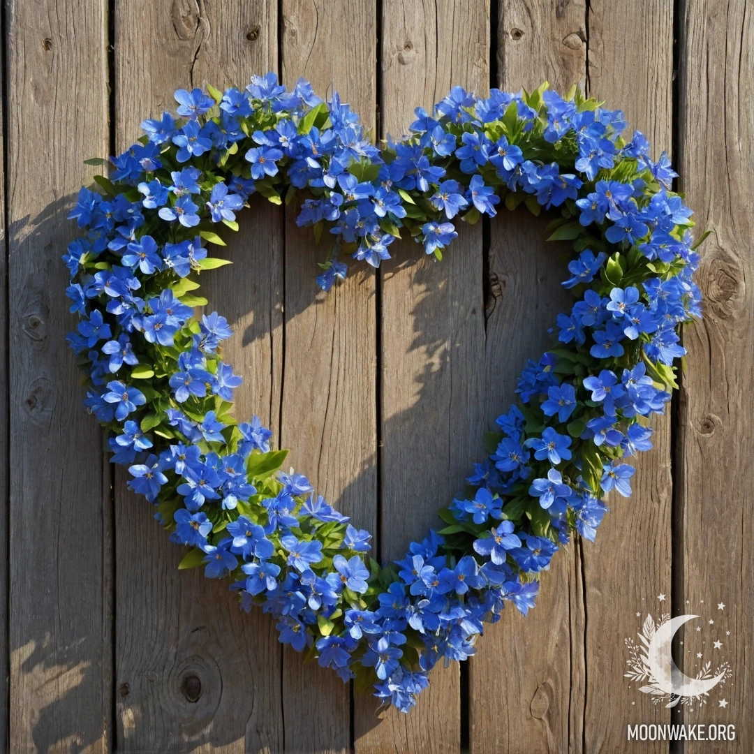 Небольшой мешочек из мешковины на старой деревянной стене с фиалками и гирляндами света.