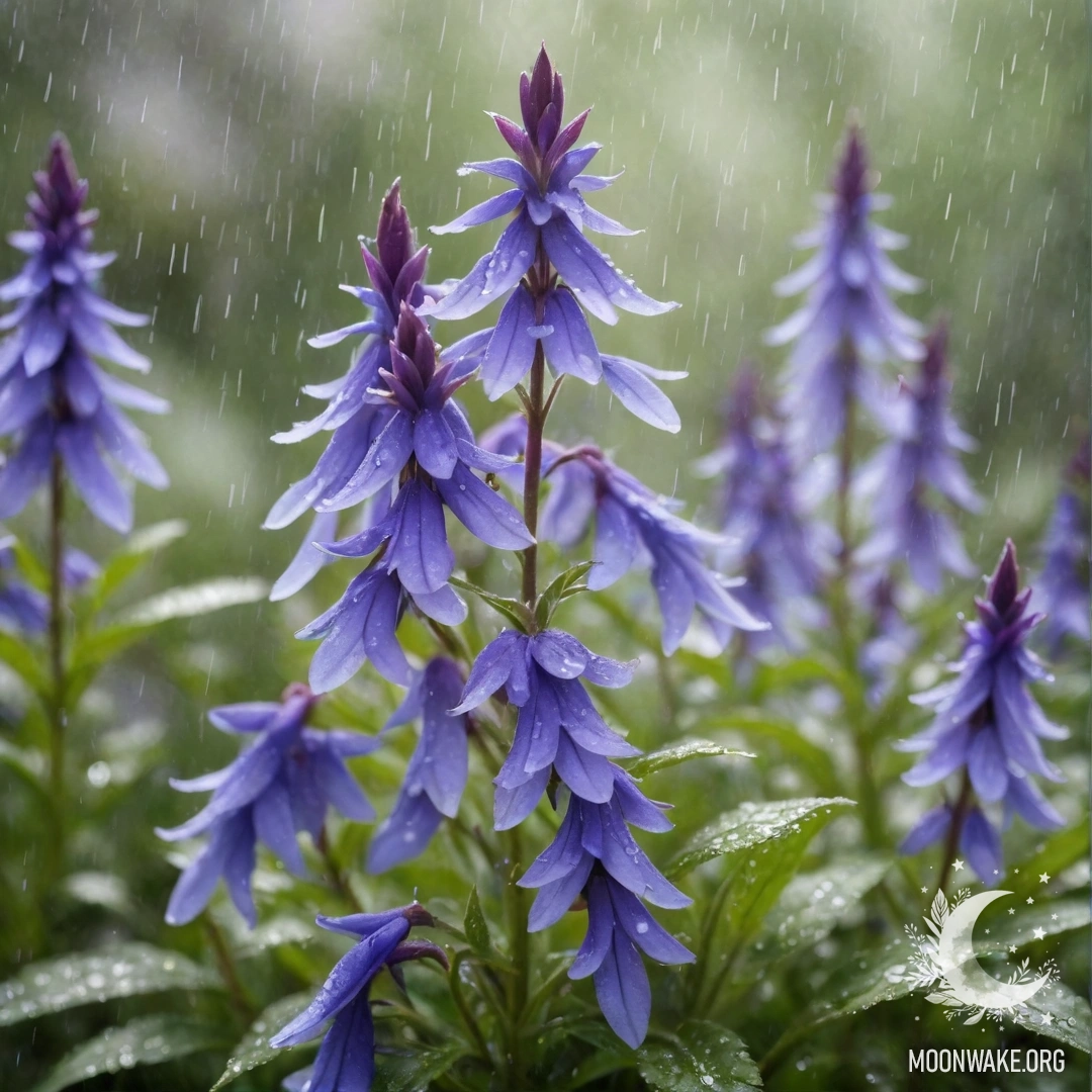 Минималистичная герань, окутанная туманом под дождем ночью.