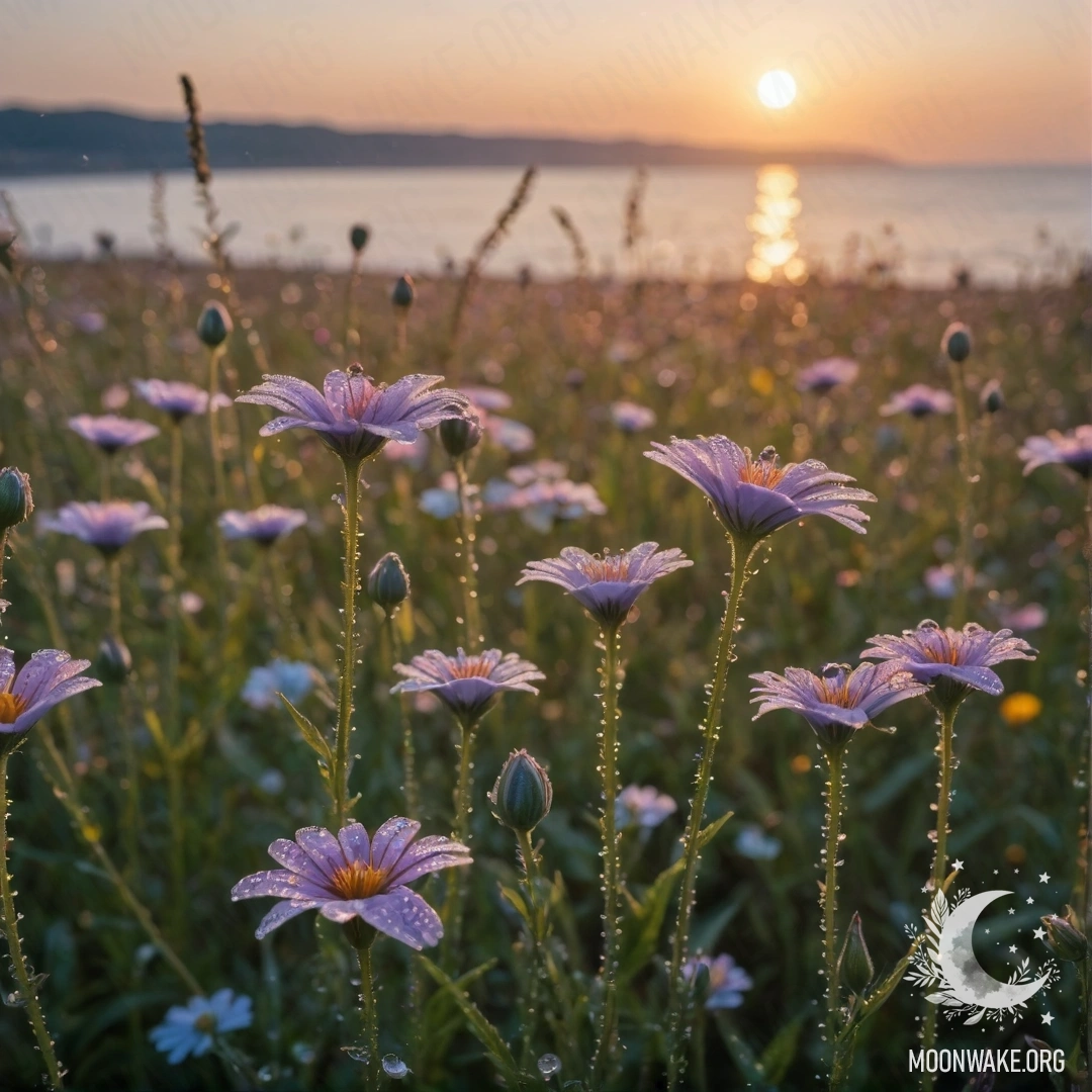 Спокойная корзина оливкового цвета с вереском, покоящаяся в тумане под солнечными лучами.