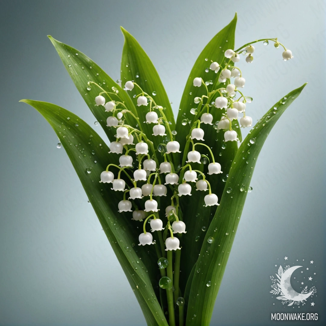 Нежный букет мадамуазелей с каплями росы на зелёных листьях.